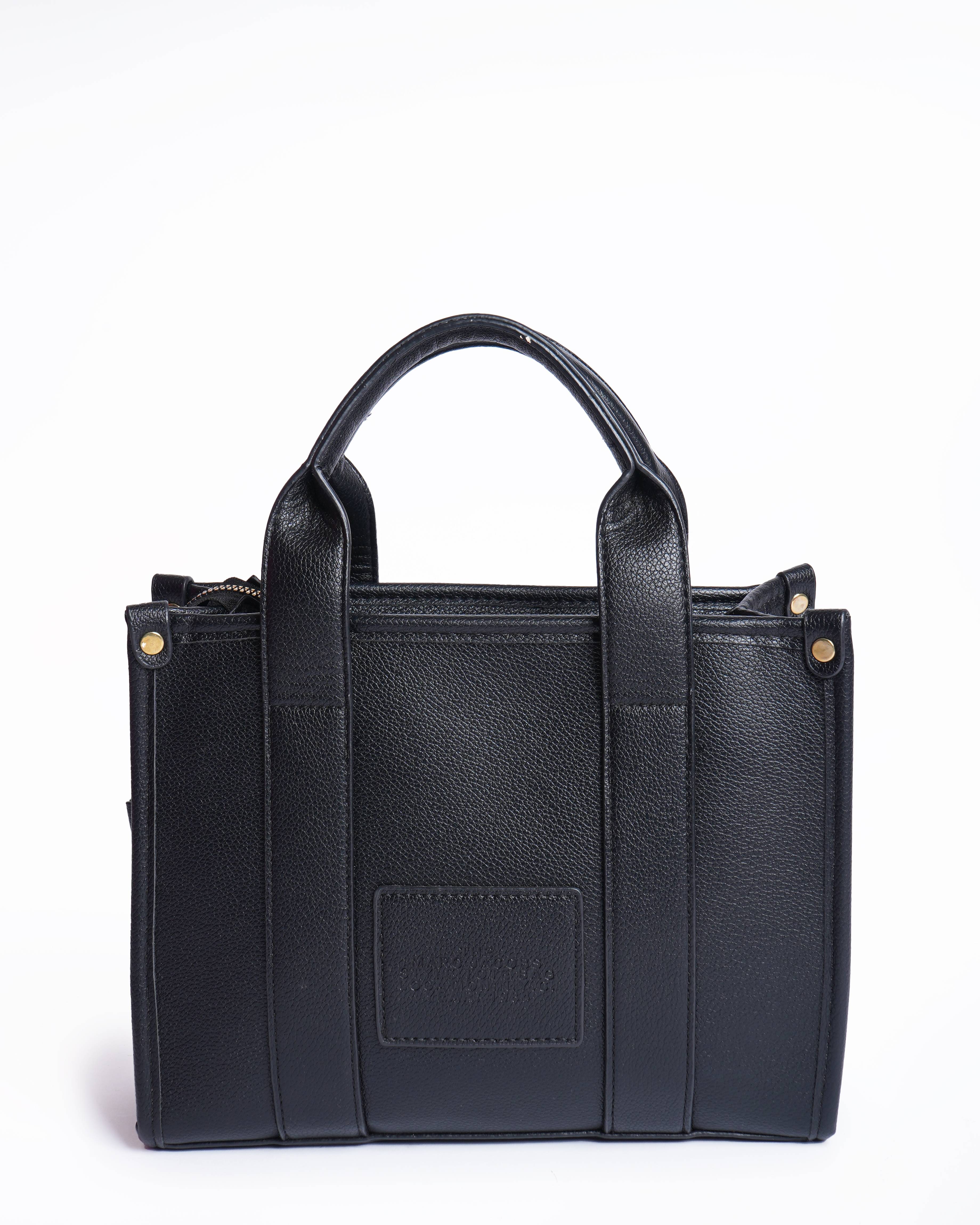 The marc jacobs black leather small tote bag