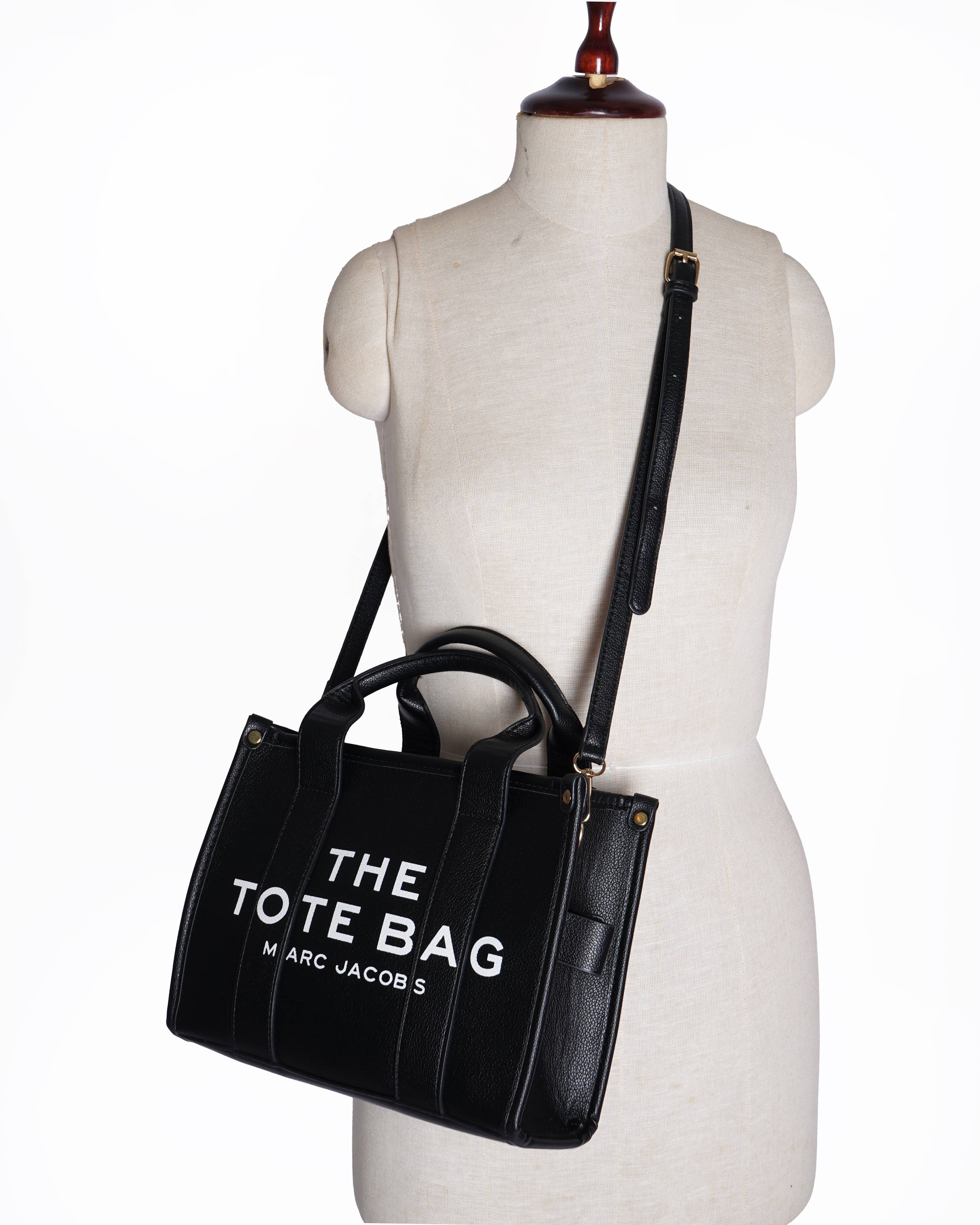 The marc jacobs black leather small tote bag