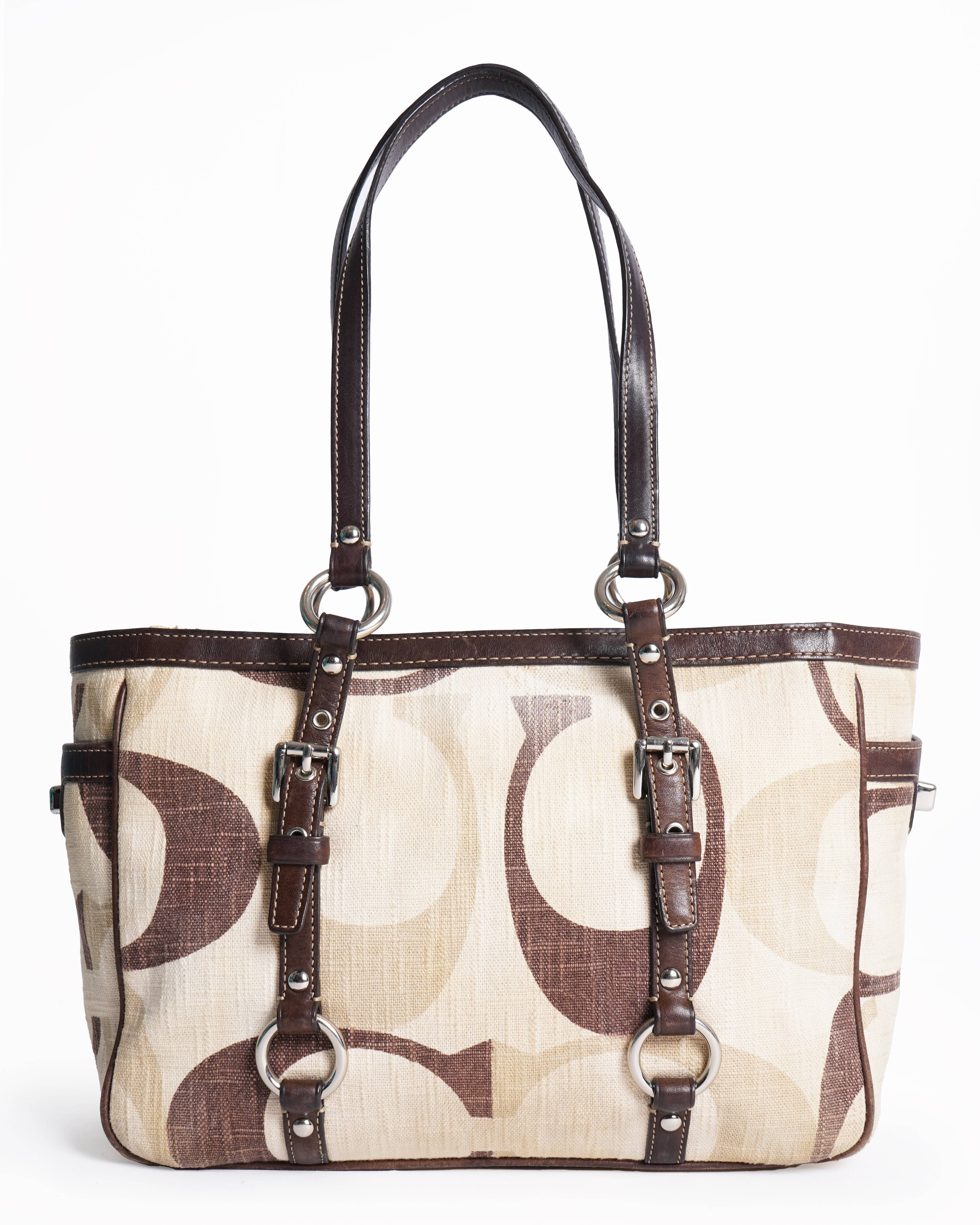 Coach Signature Shoulder Satchel Tote Handbag