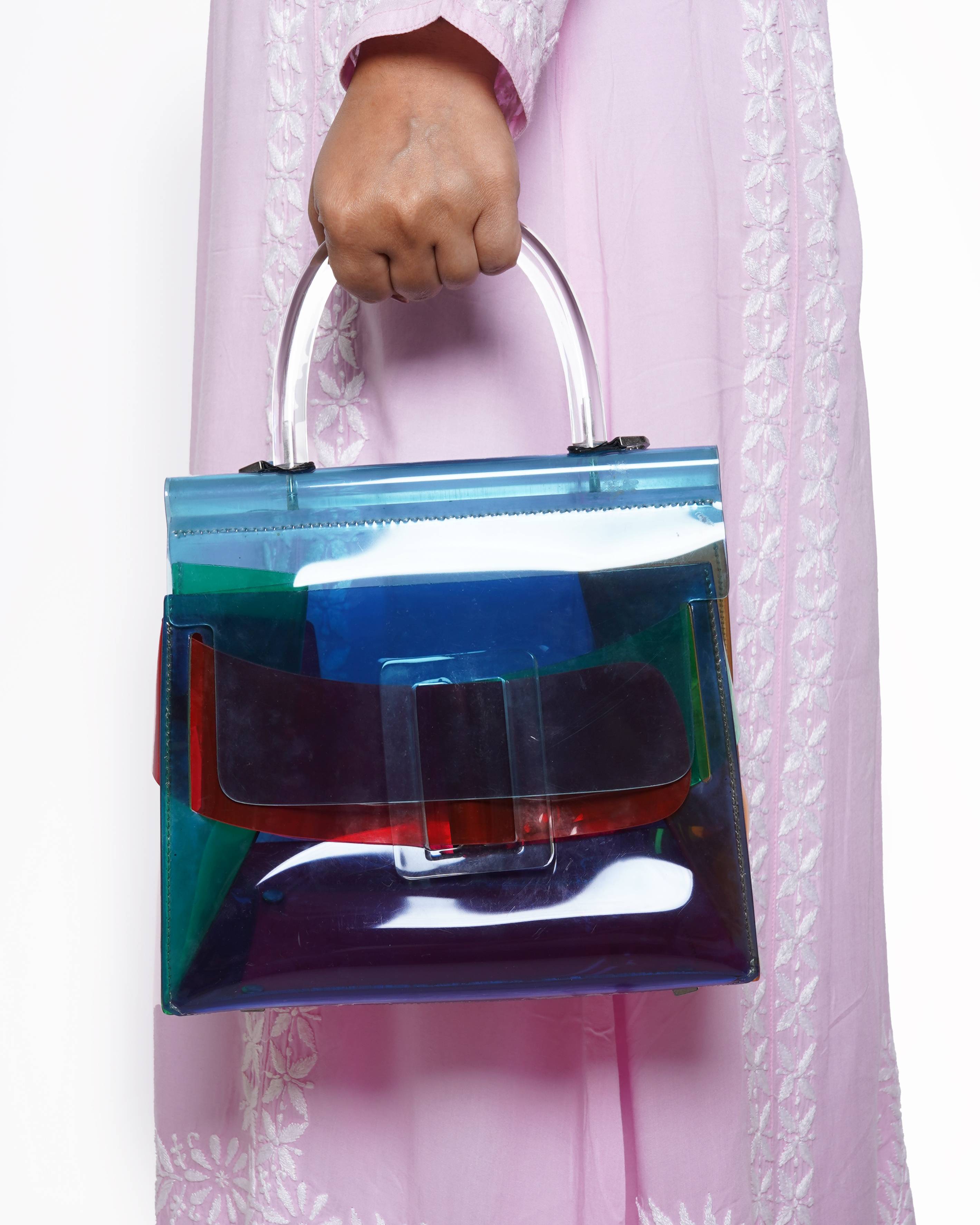 Boyy Karl 24 color block pvc top handle bag