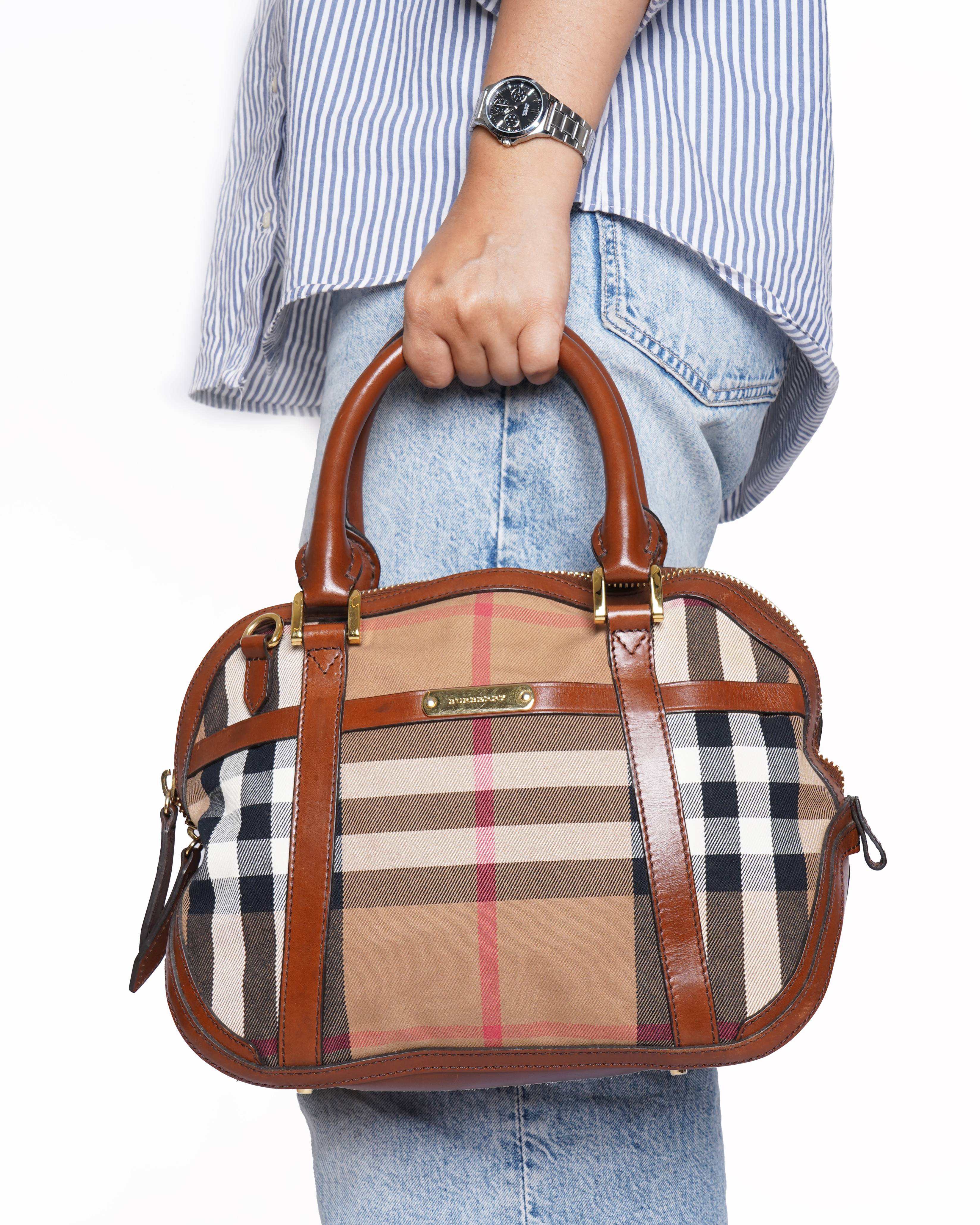 Burberry house check birdle orchard top handle bag