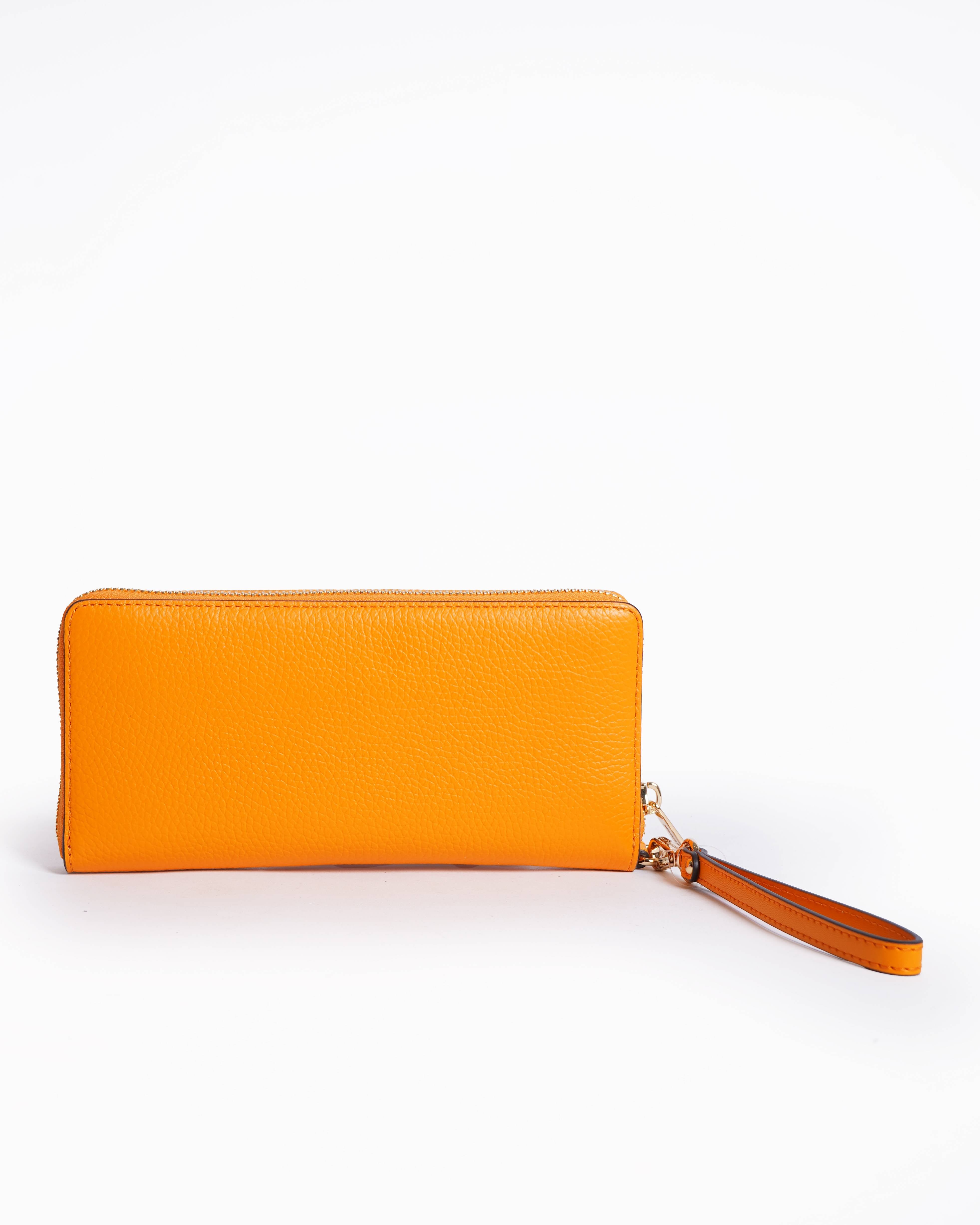 New Michael Kors Jet Set Travel Zip Around Wallet In Orange