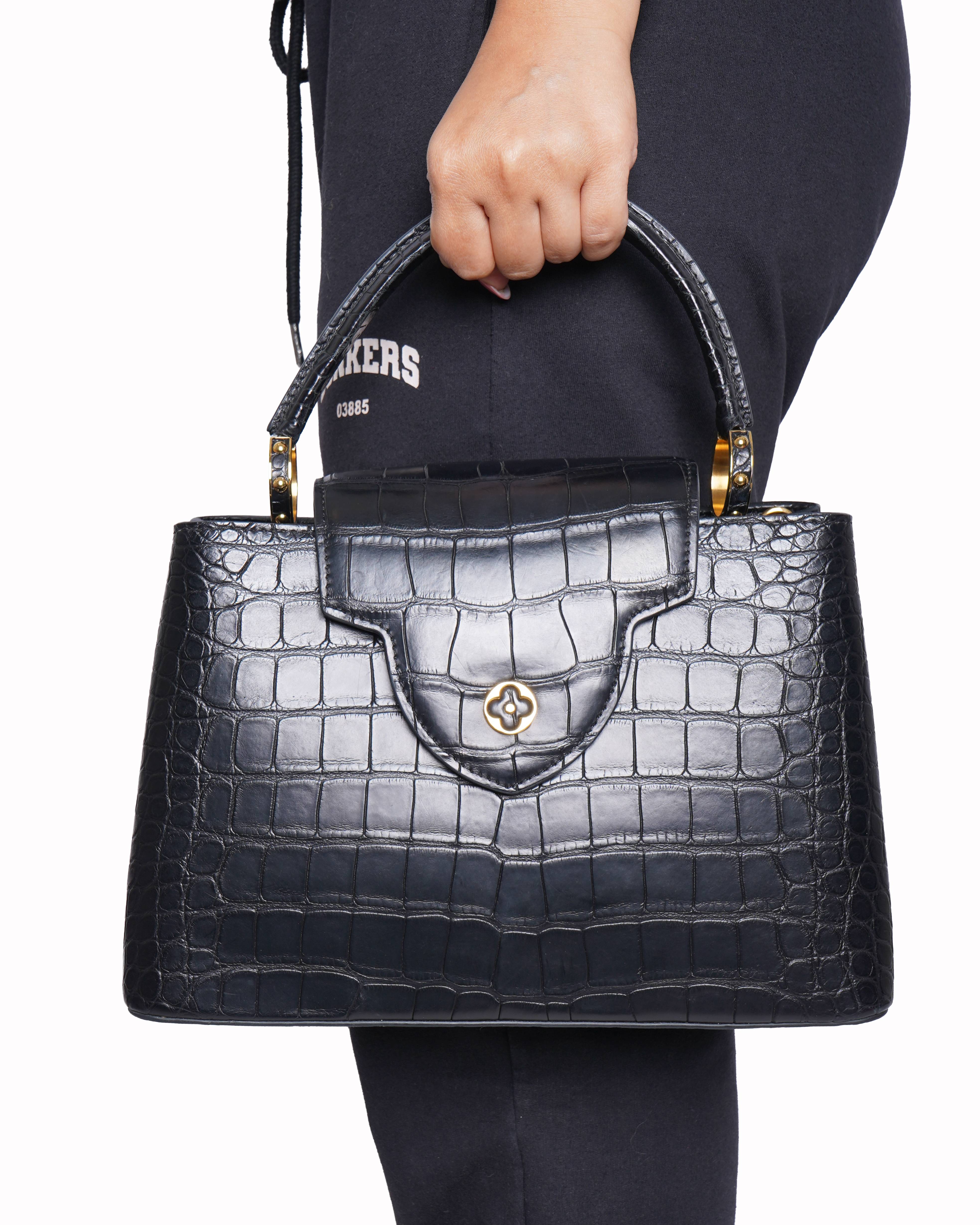Louis vuitton black matte alligator capucines Shoulder Bag