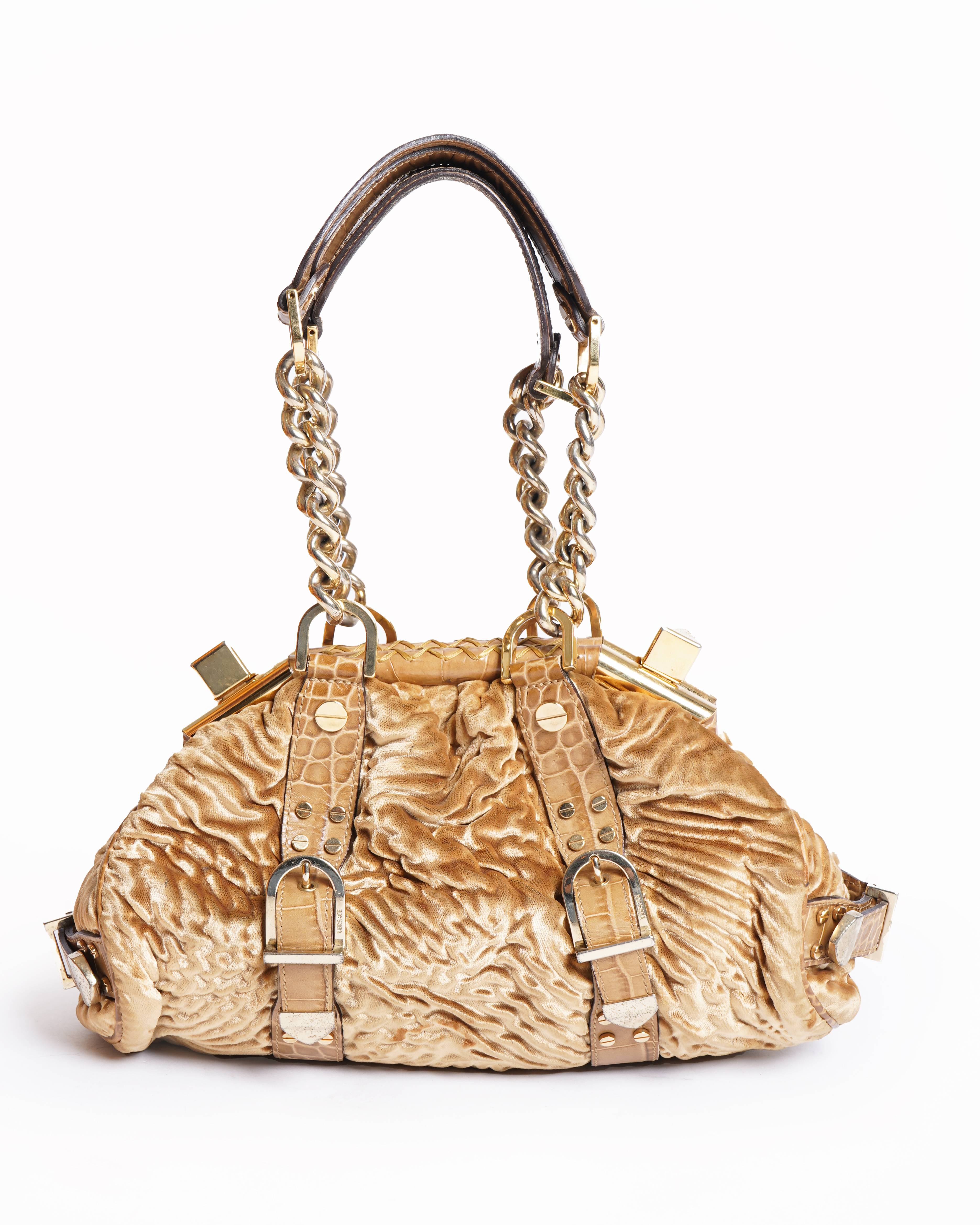 Versace Metallic Gold Medusa Satchel Bag