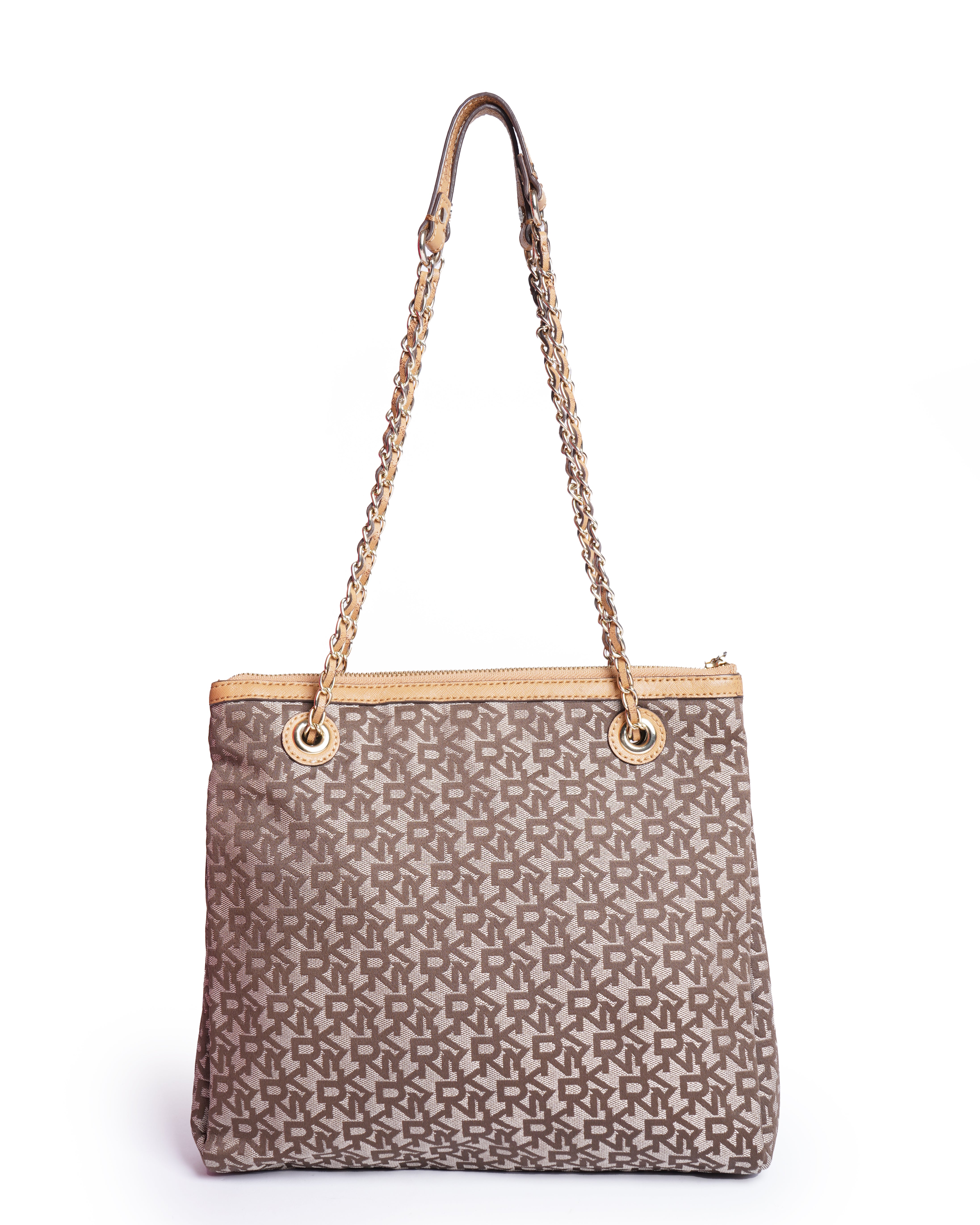 DKNY logo shoulder bag in brown