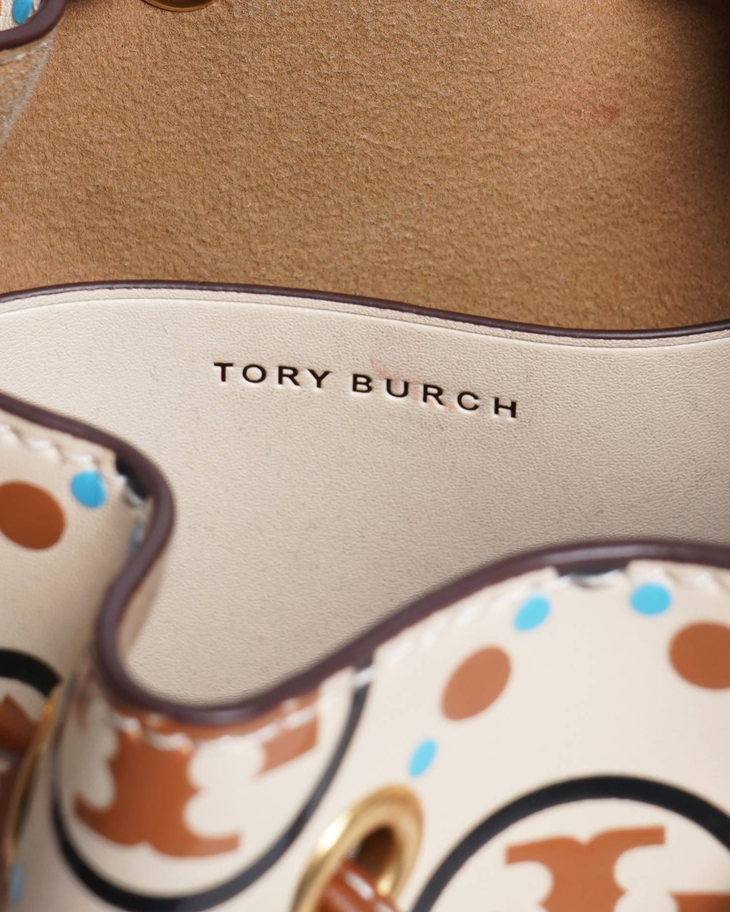 Tory Burch T Monogram Contrast Embossed Bucket Bag