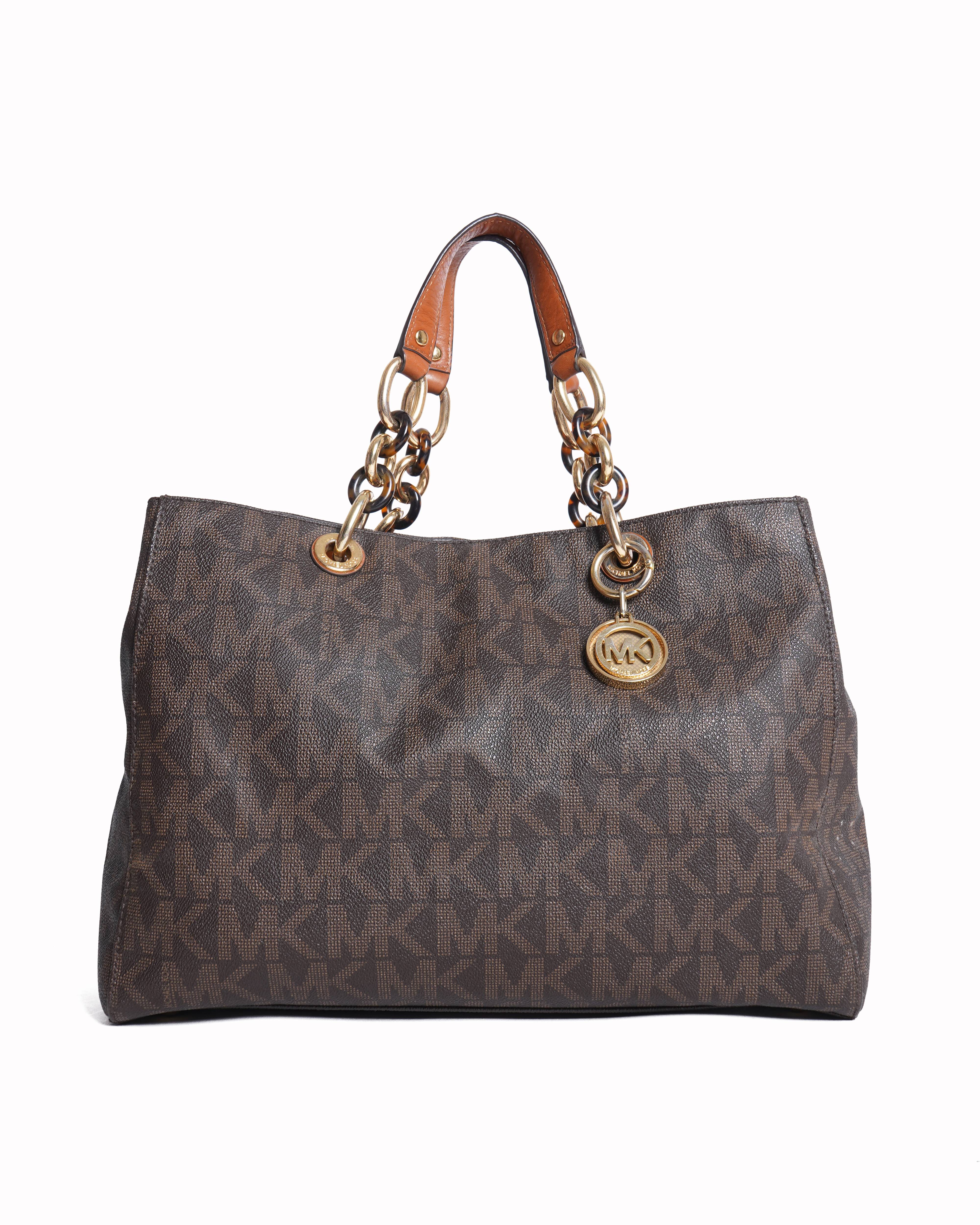 Michael Kors Monogram Shoulder Bag In Brown