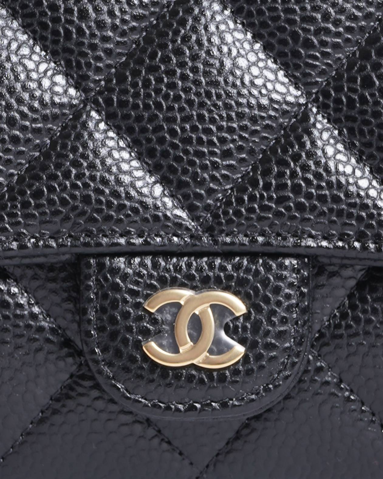New Chanel black caviar leather long wallet