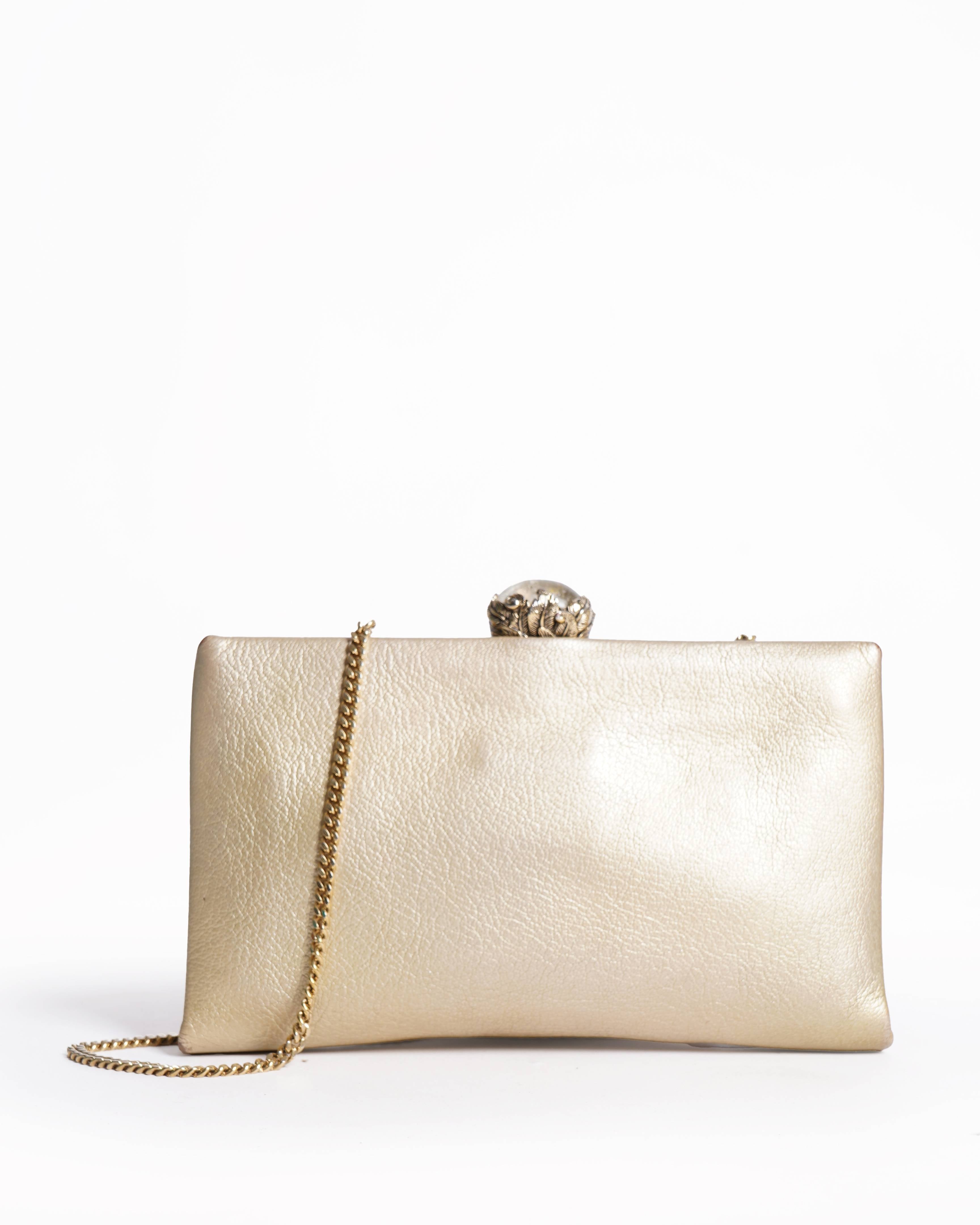 Roberto Cavalli golden chain clutch bag