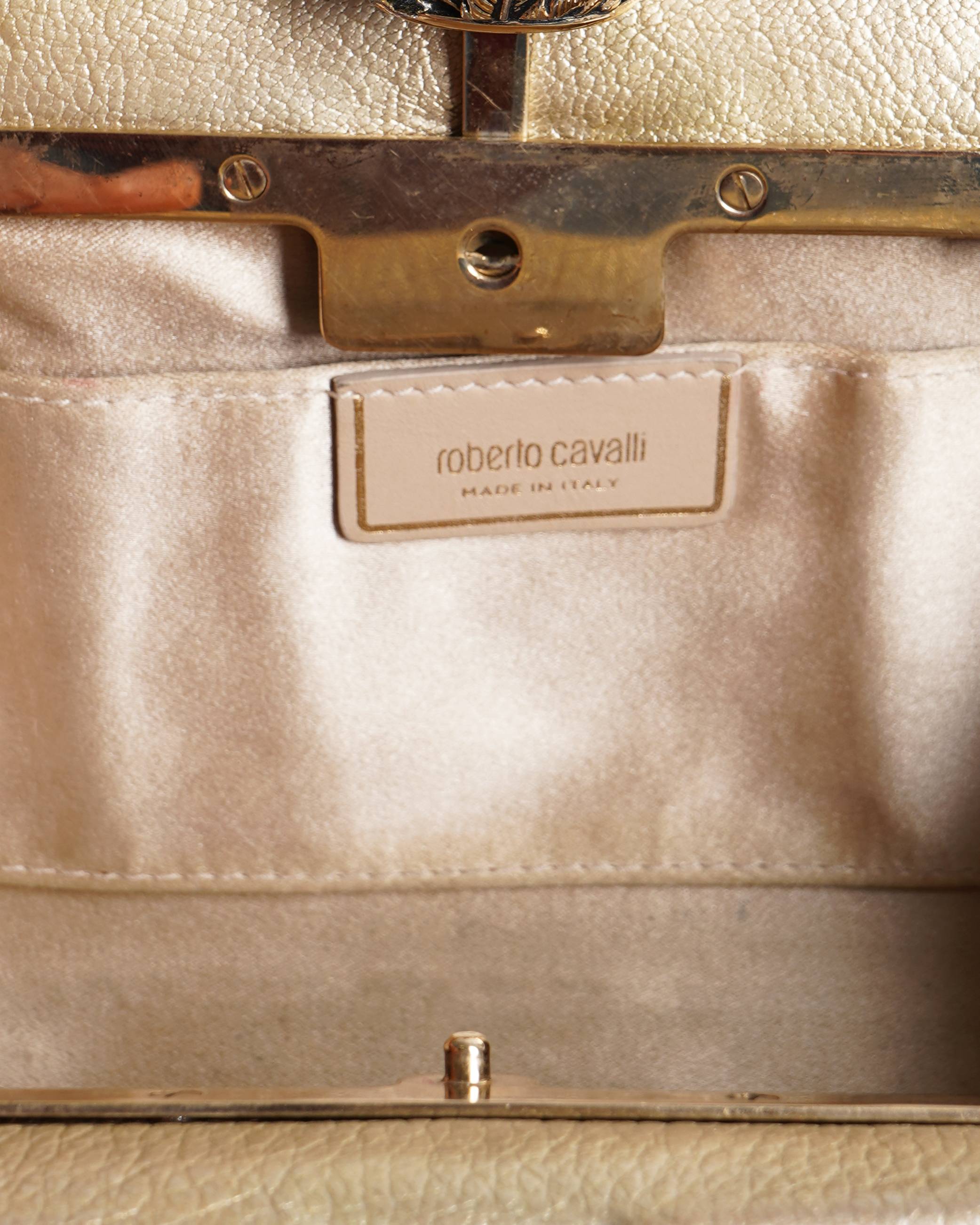 Roberto Cavalli golden chain clutch bag