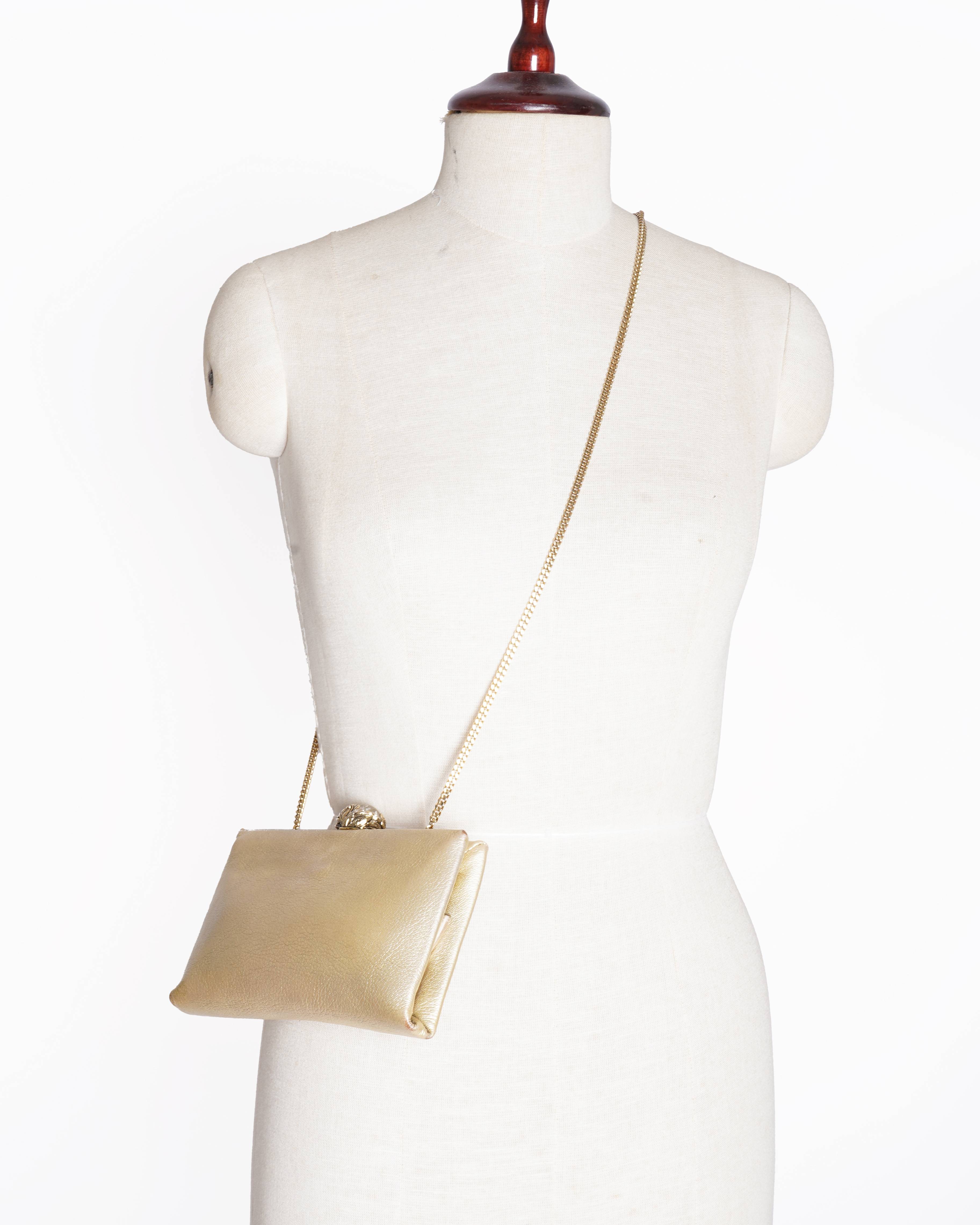 Roberto Cavalli golden chain clutch bag