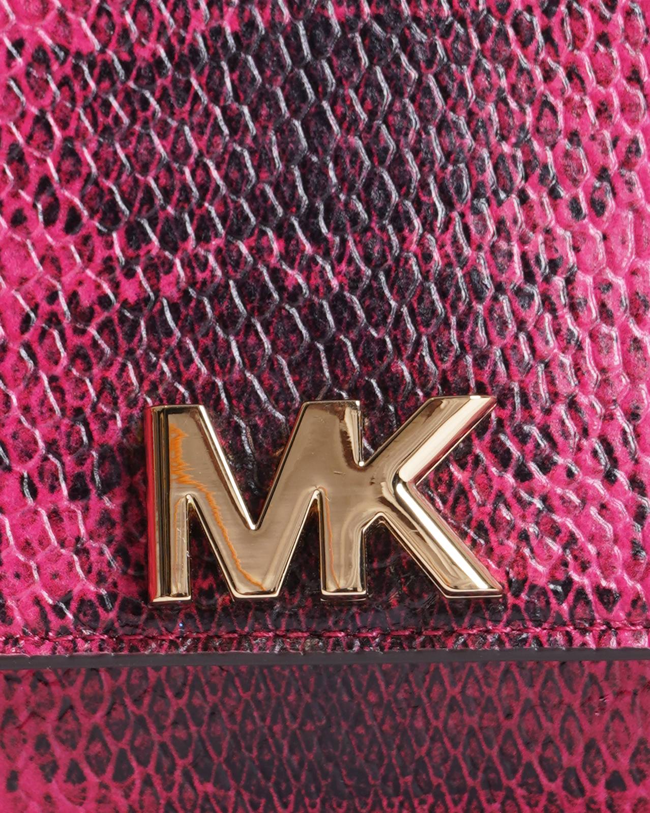 New Michael Kors Mott snakeskin-embossed leather Chain Wallet