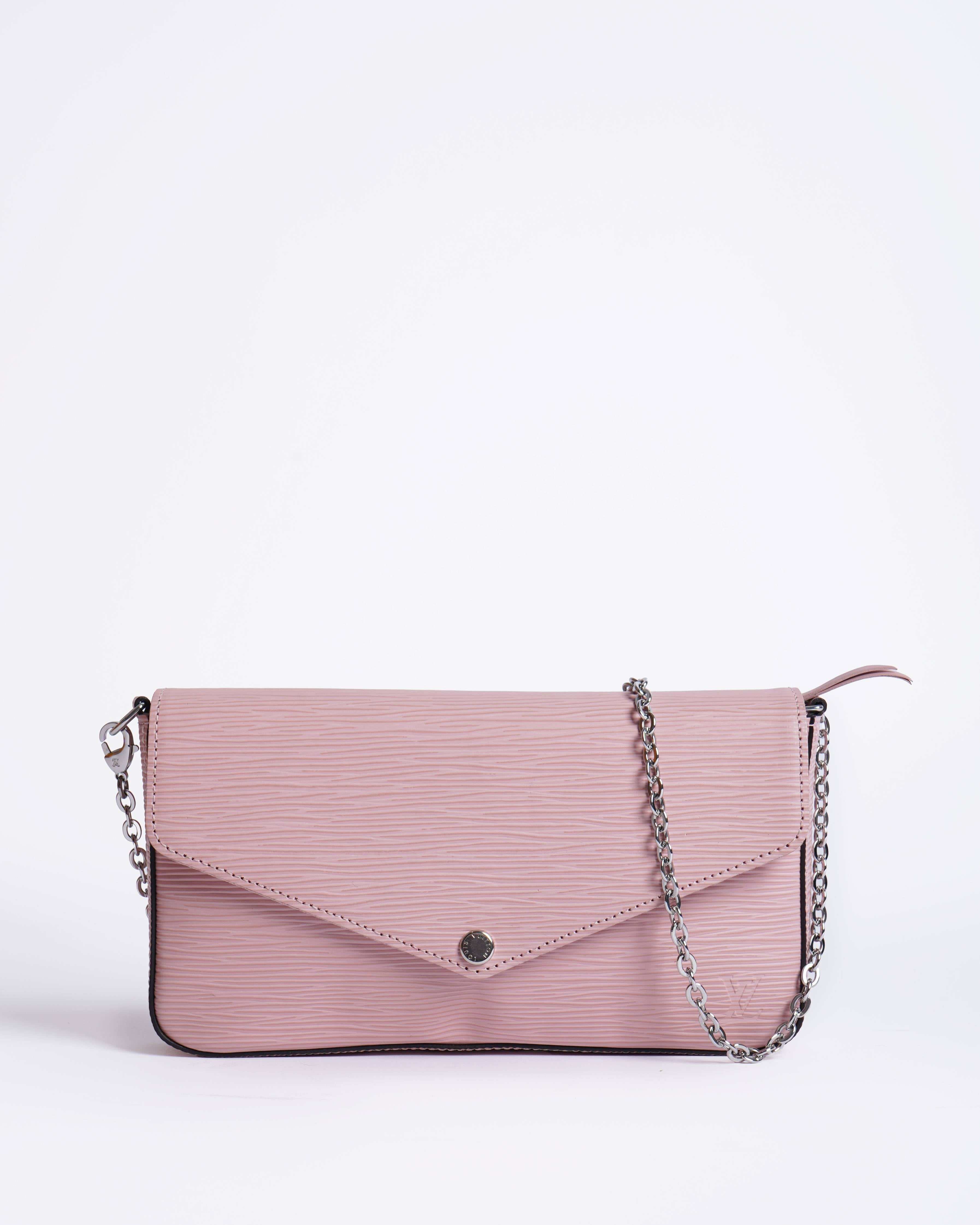 Louis vuitton rose ballerine felicie in epi leather crossbody bag