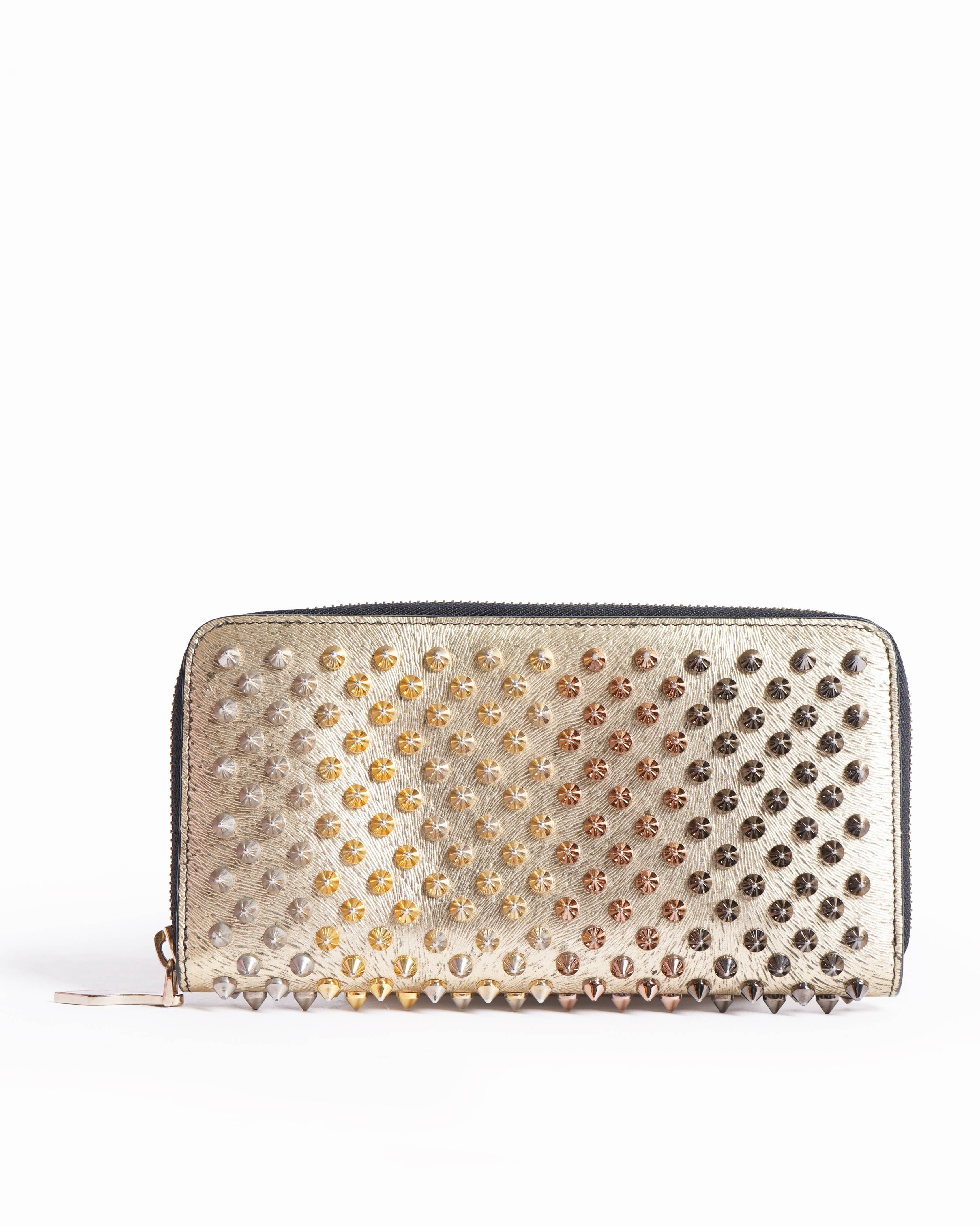 Christian Louboutin Zip Around Wallet In Spikes