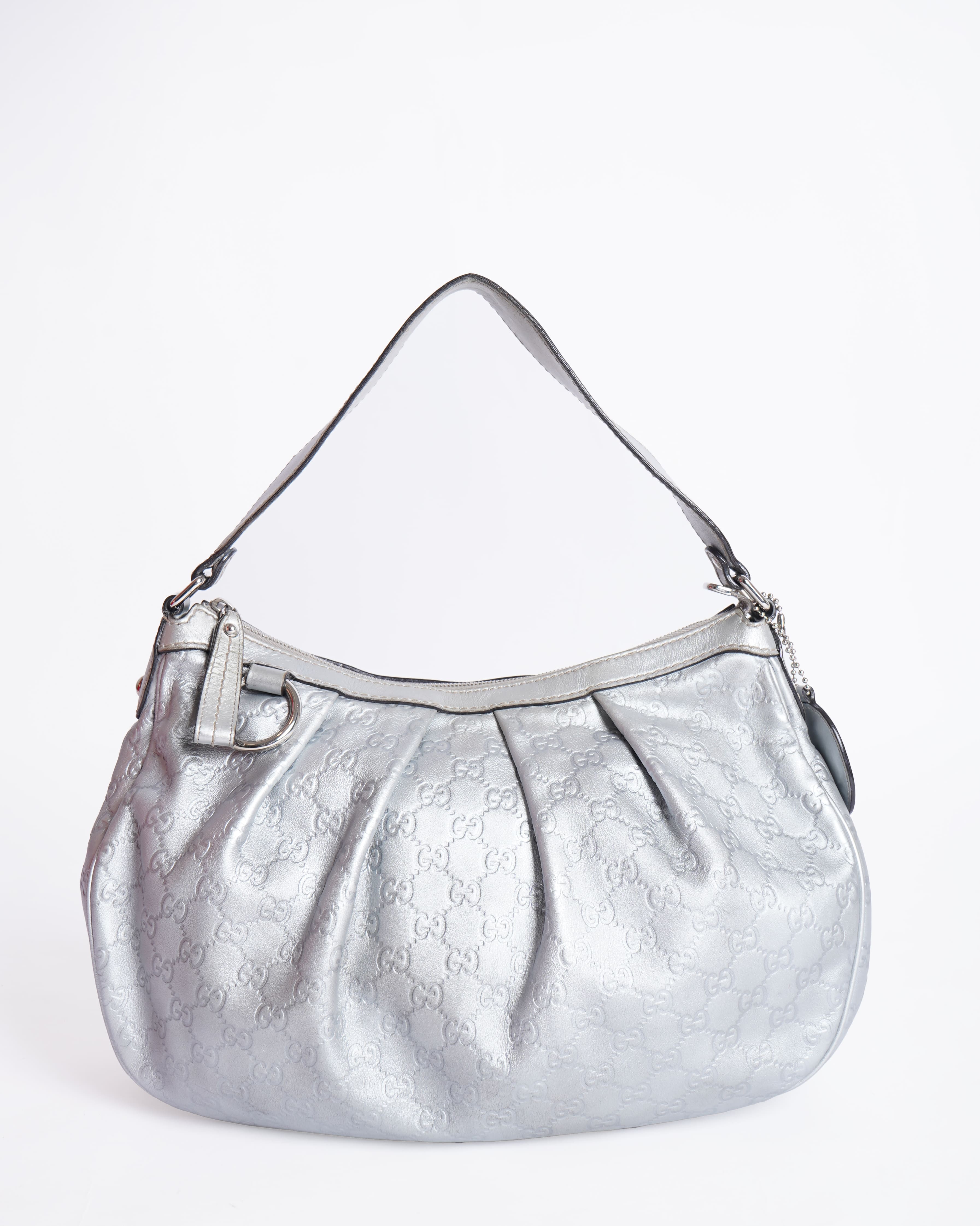 Gucci Guccissima Sukey Medium Shoulder Bag In Silver