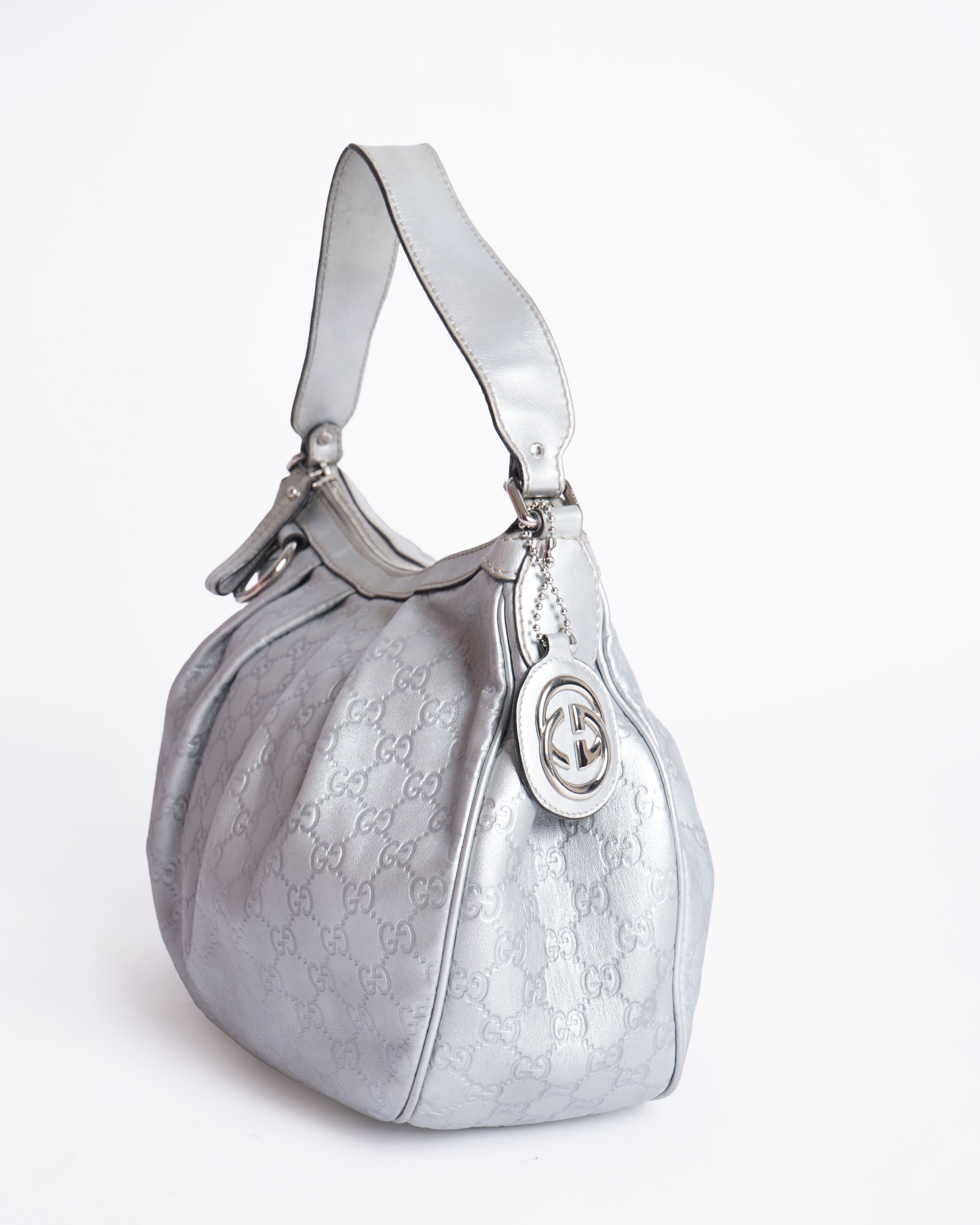 Gucci Guccissima Sukey Medium Shoulder Bag In Silver