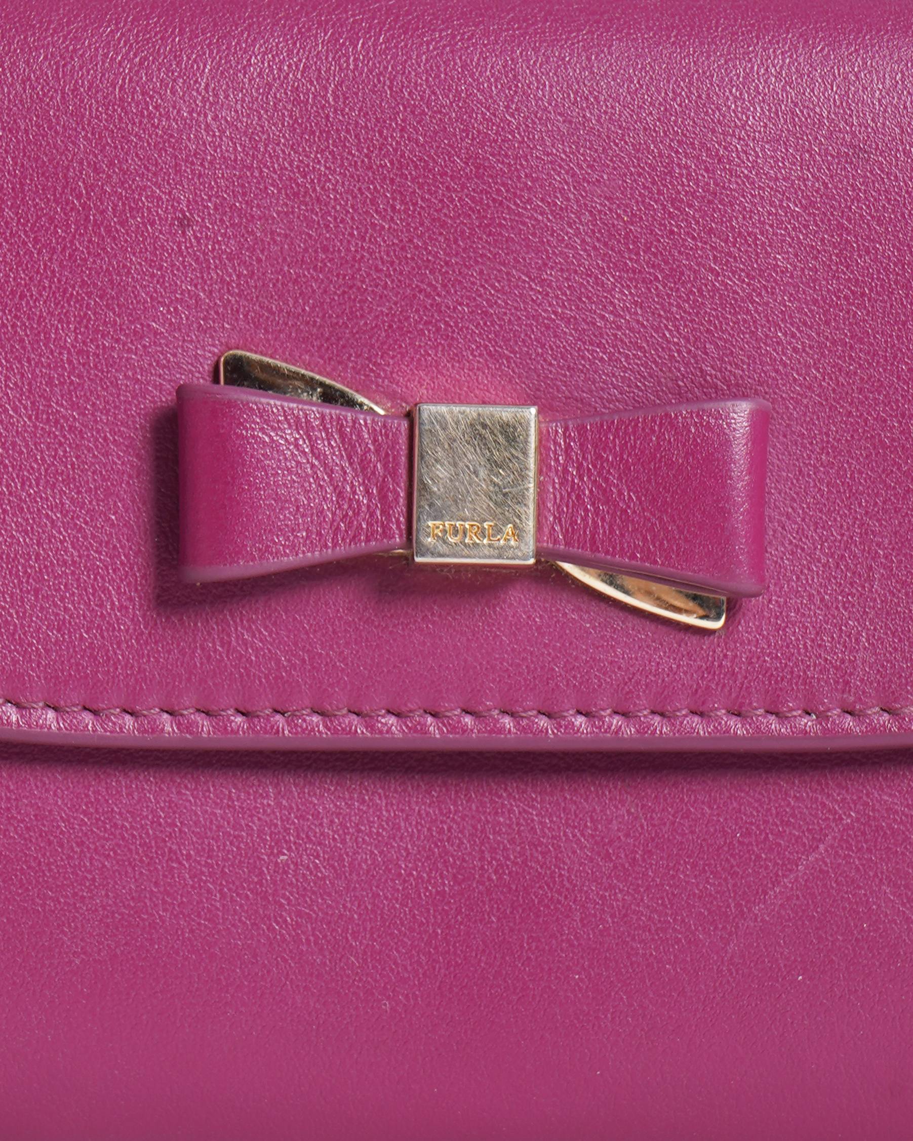 Furla Burgundy Leather Bow Clutch