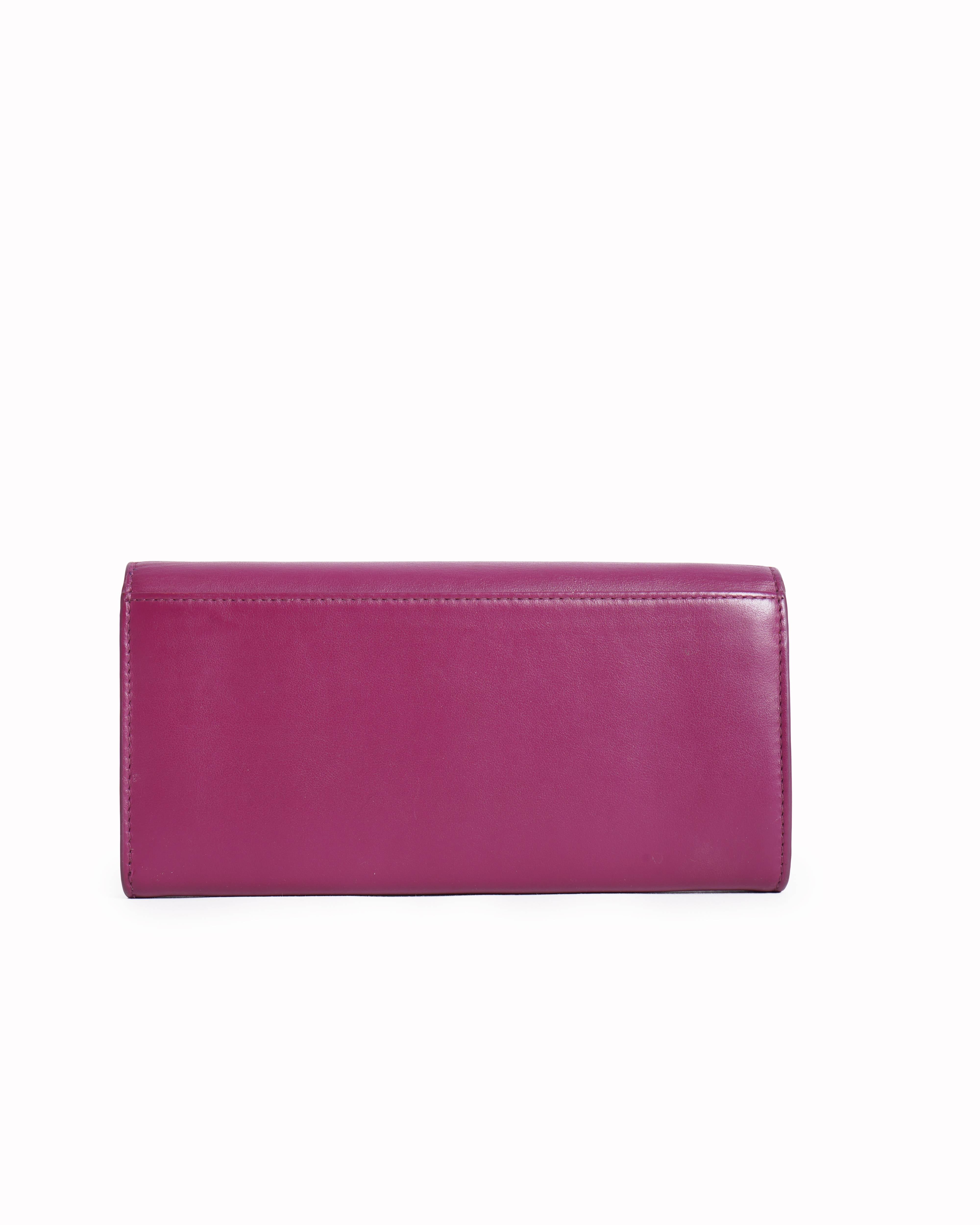 Furla Burgundy Leather Bow Clutch