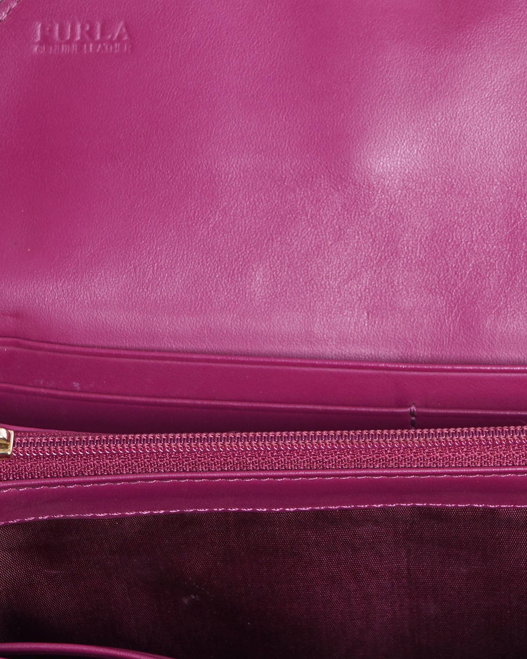 Furla Burgundy Leather Bow Clutch