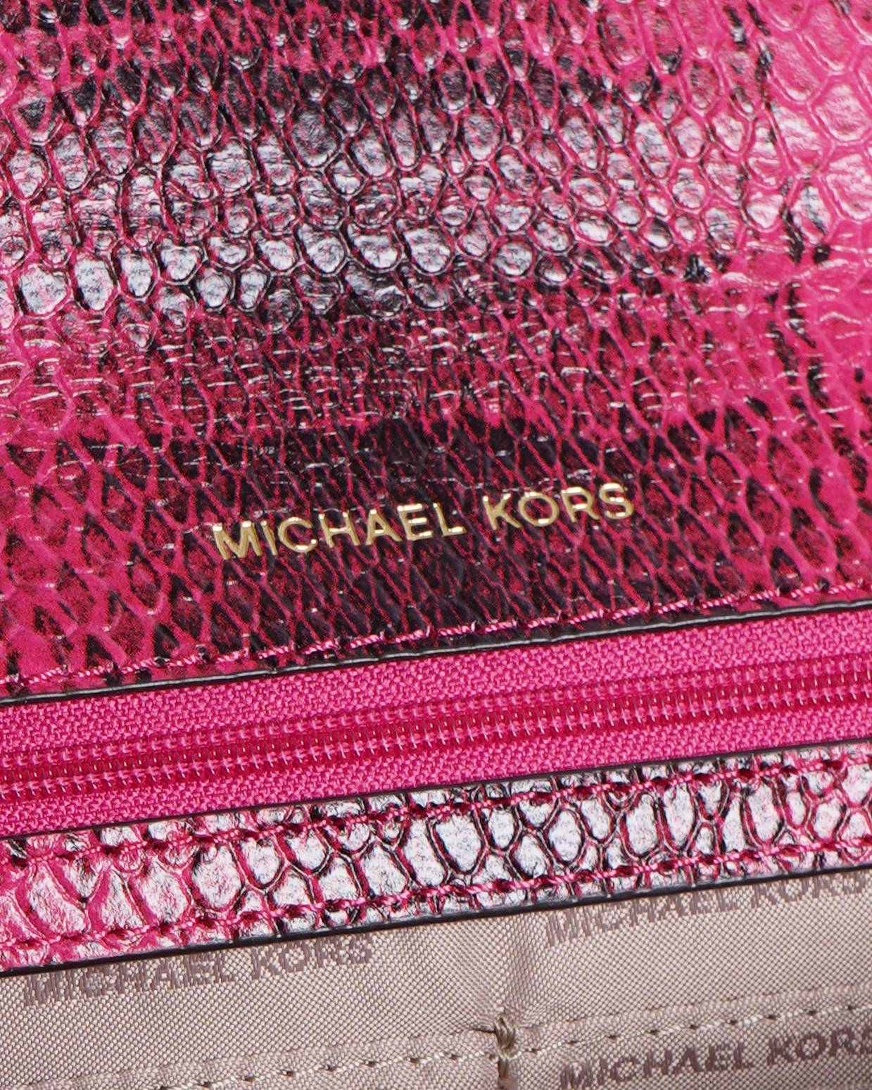 New Michael Kors Mott snakeskin-embossed leather Chain Wallet