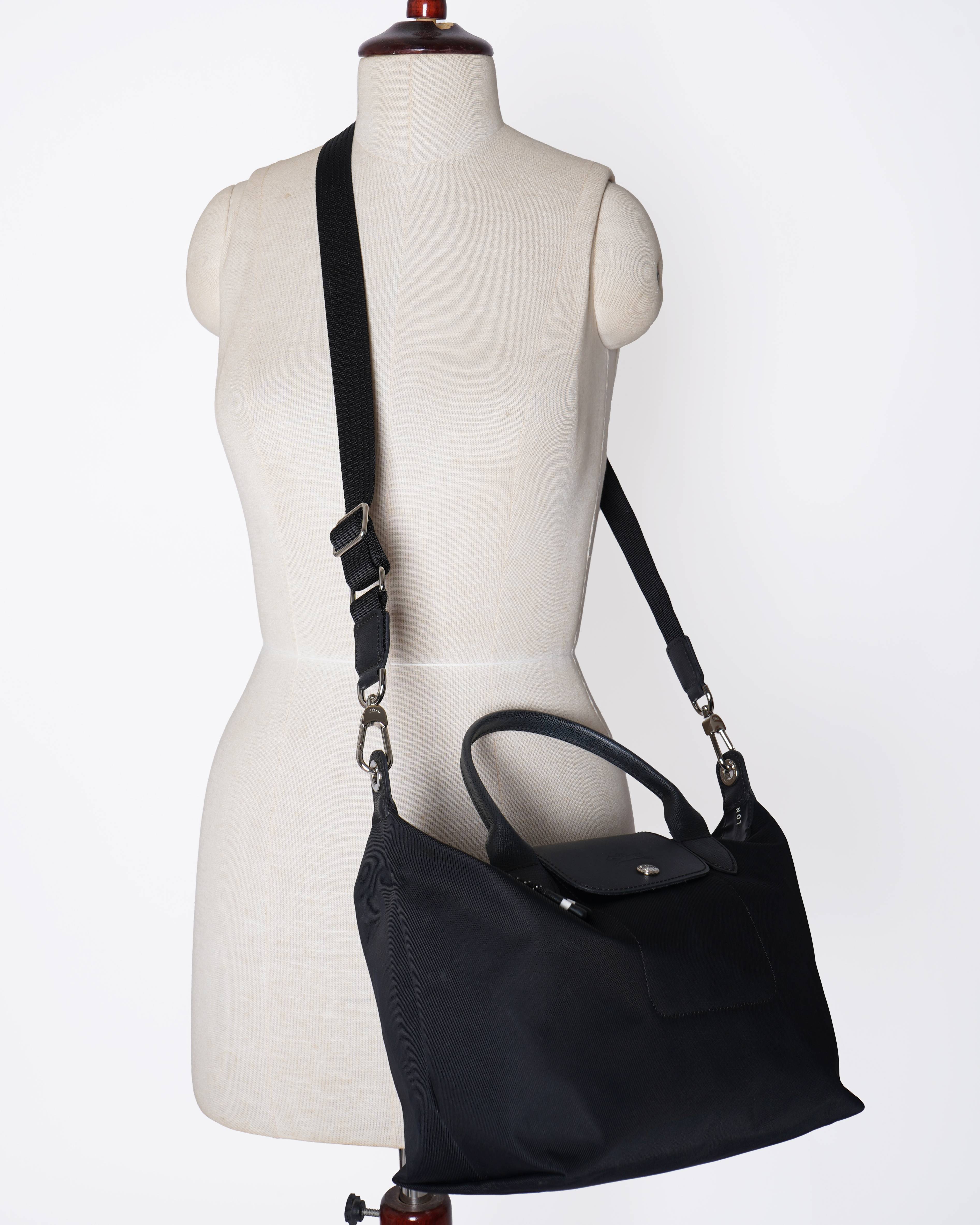 Longchamp Noir Le Pliage Energy Recycled Canvas Handbag
