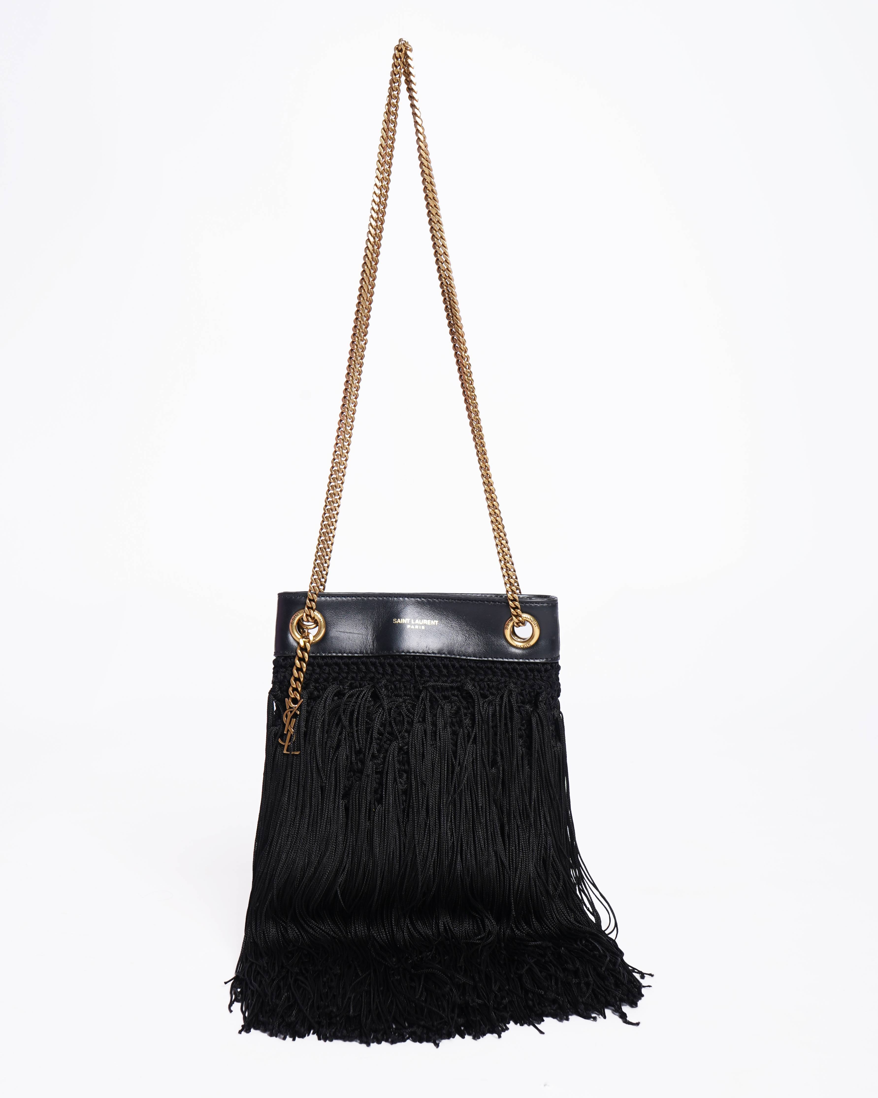New Saint laurent grace fringe Crochet shoulder bag