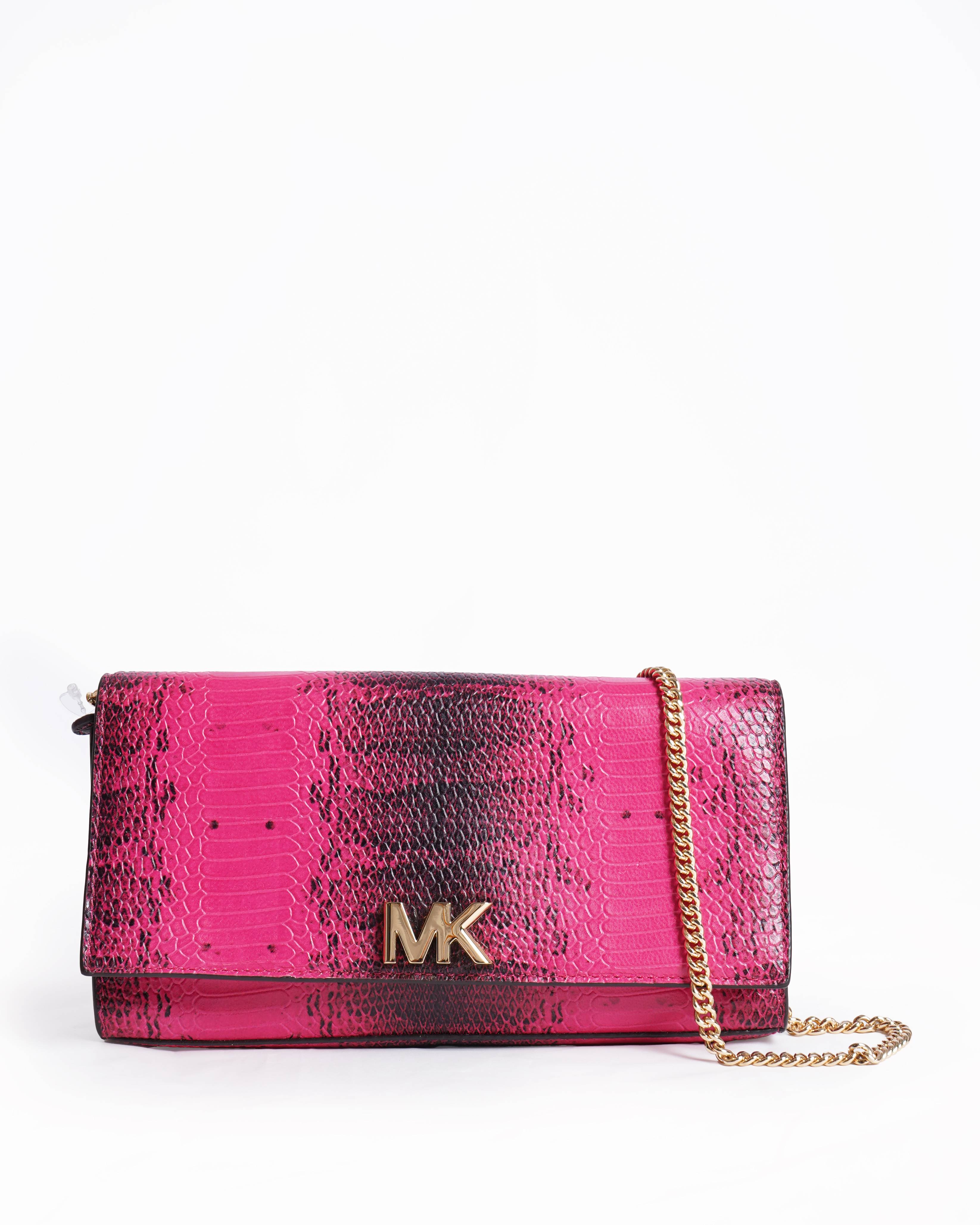New Michael Kors Mott snakeskin-embossed leather Chain Wallet