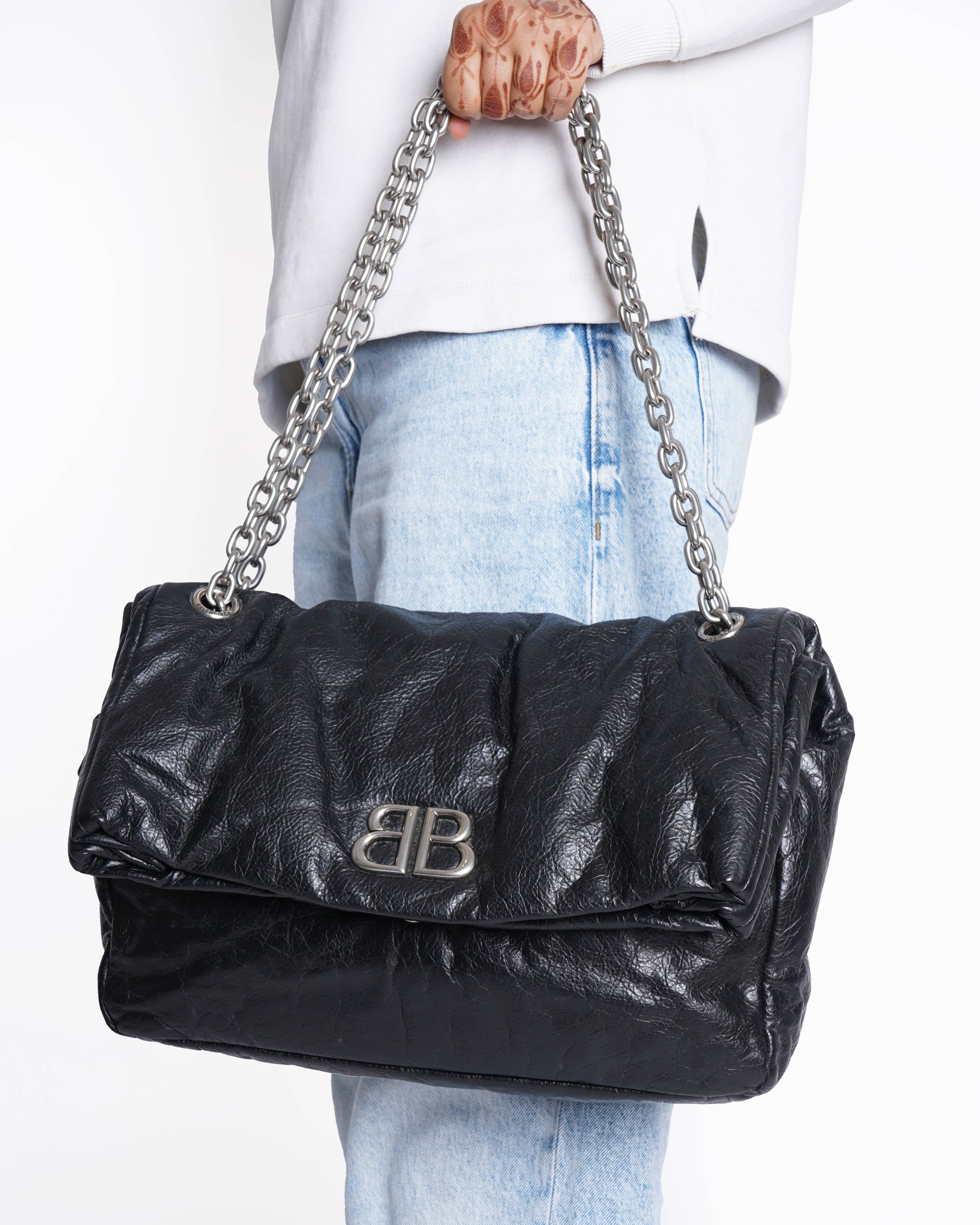 Balenciaga monaco chain strap shoulder bag in black