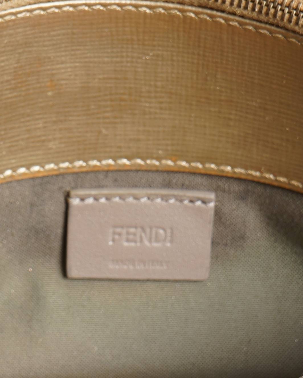 Fendi gold leather tube wallet on chain