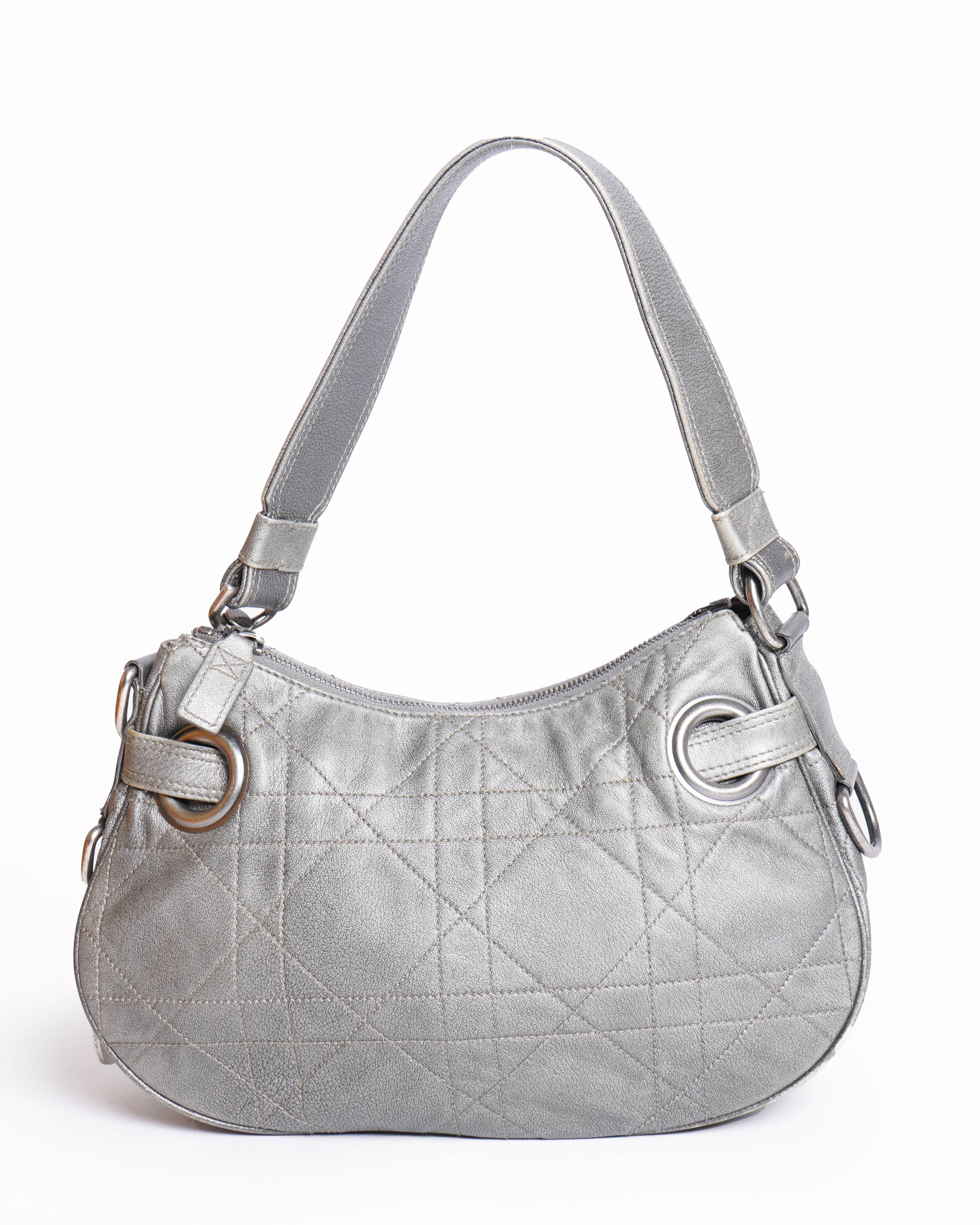 Vintage Christian Dior Cannage Leather Hobo Bag