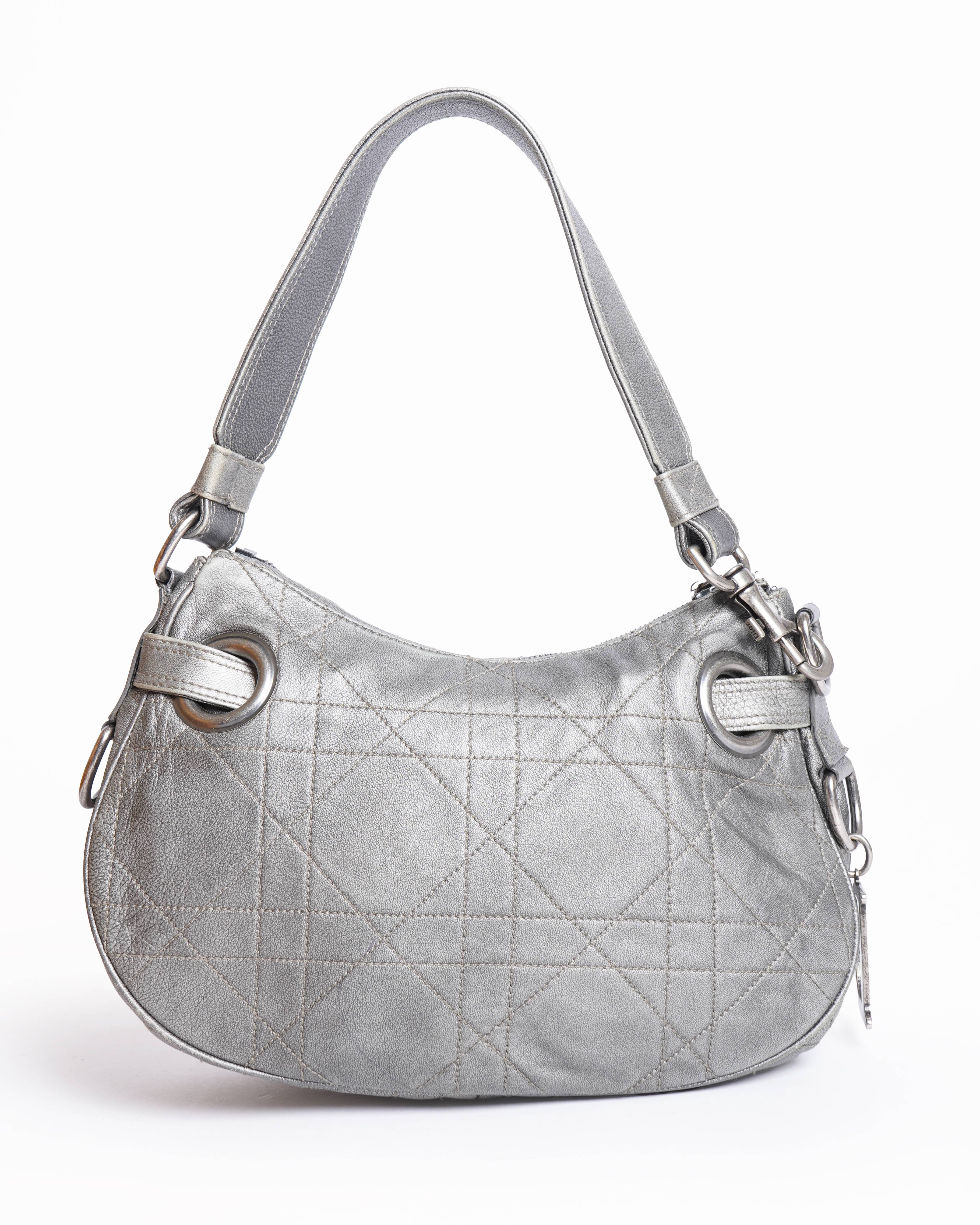 Vintage Christian Dior Cannage Leather Hobo Bag