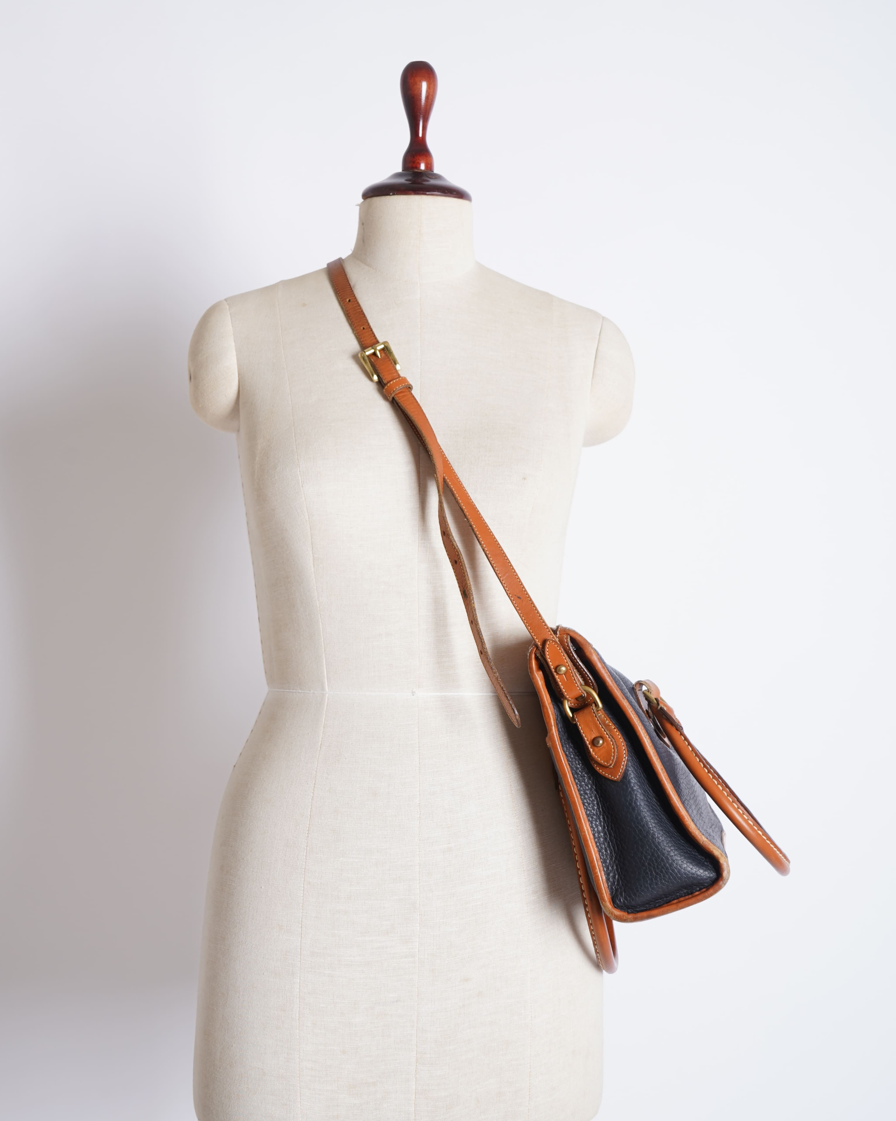 Dooney & Bourke Satchel Blue & Tan Brown Leather Crossbody Bag