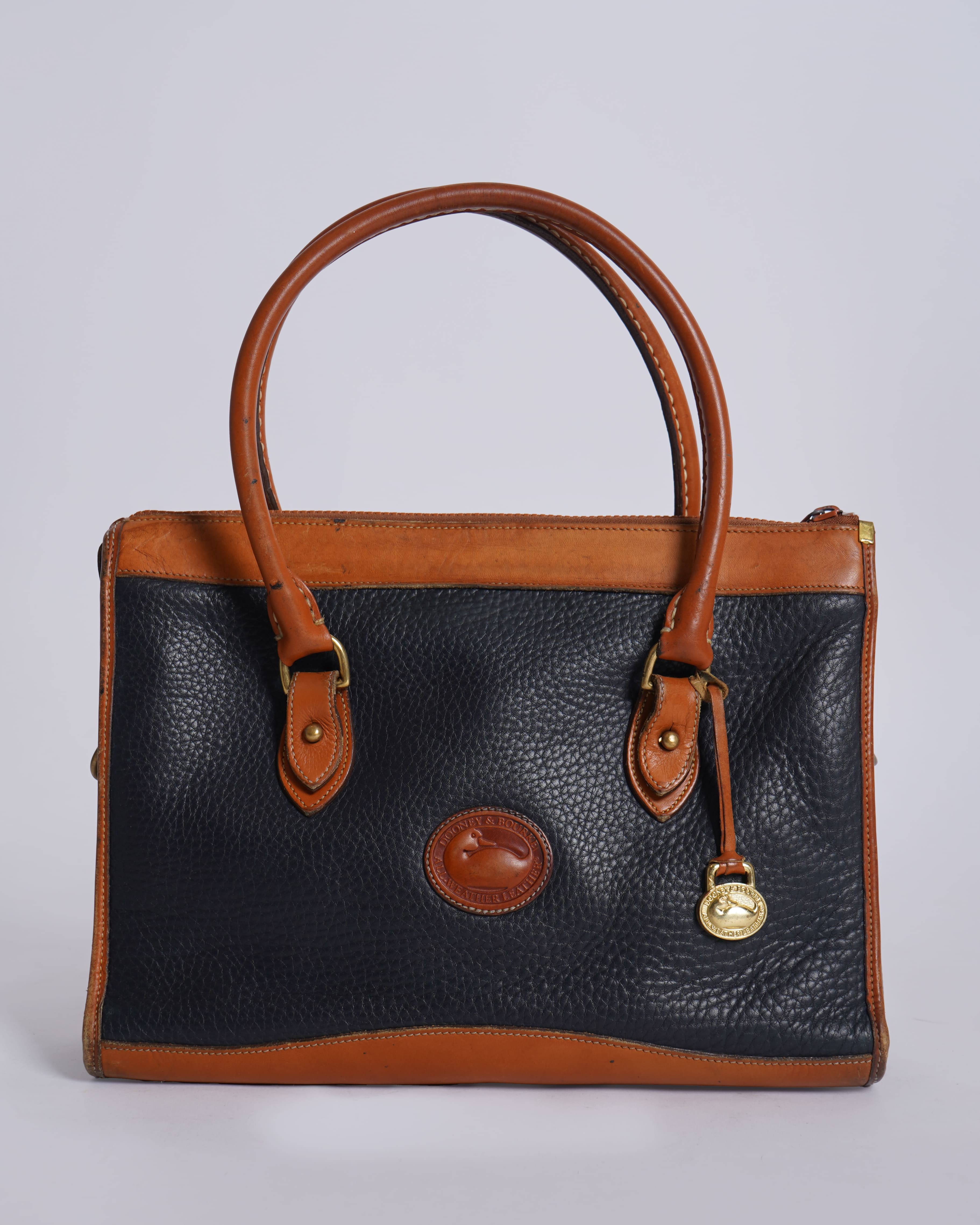 Dooney & Bourke Satchel Blue & Tan Brown Leather Crossbody Bag