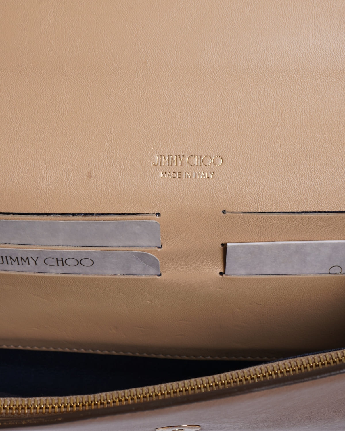 Jimmy Choo Cany Metallic Gold-Tone Clutch with Chain Strap