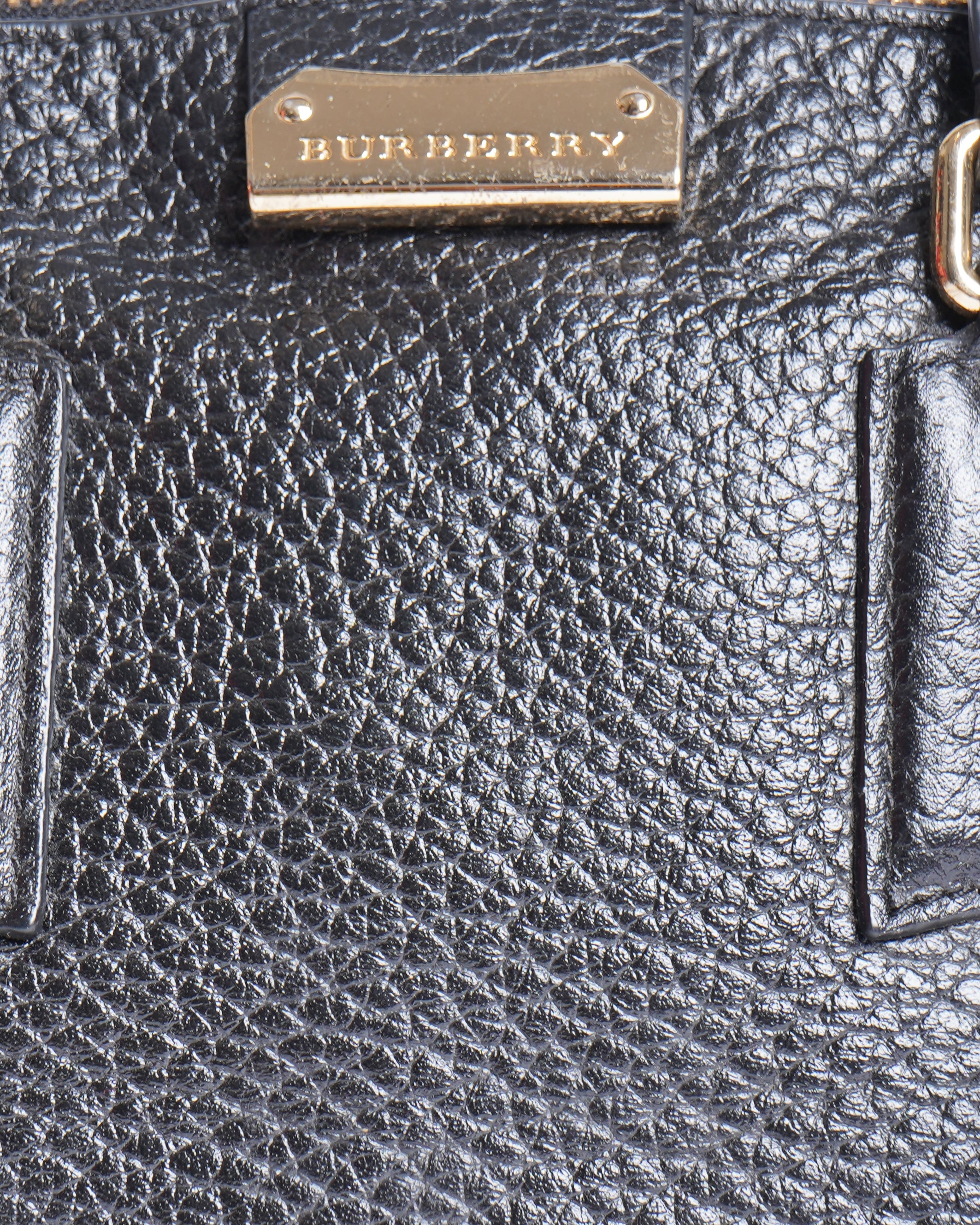 Burberry Pebbled Leather Orchard Top Handle Bag WIth Shoulder Strap