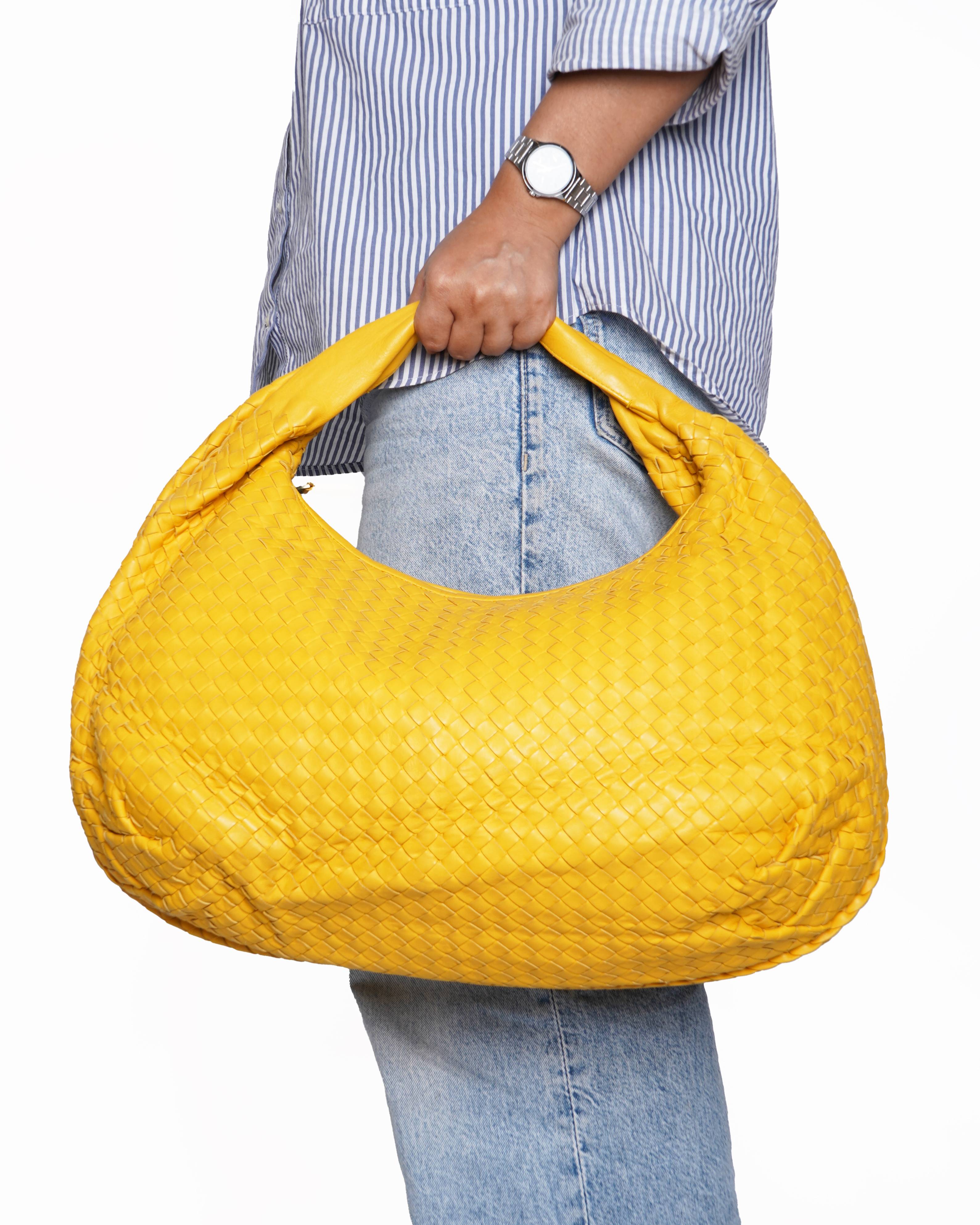 Bottega Veneta Intrecciato Hobo Bag In Fuchsia Yellow
