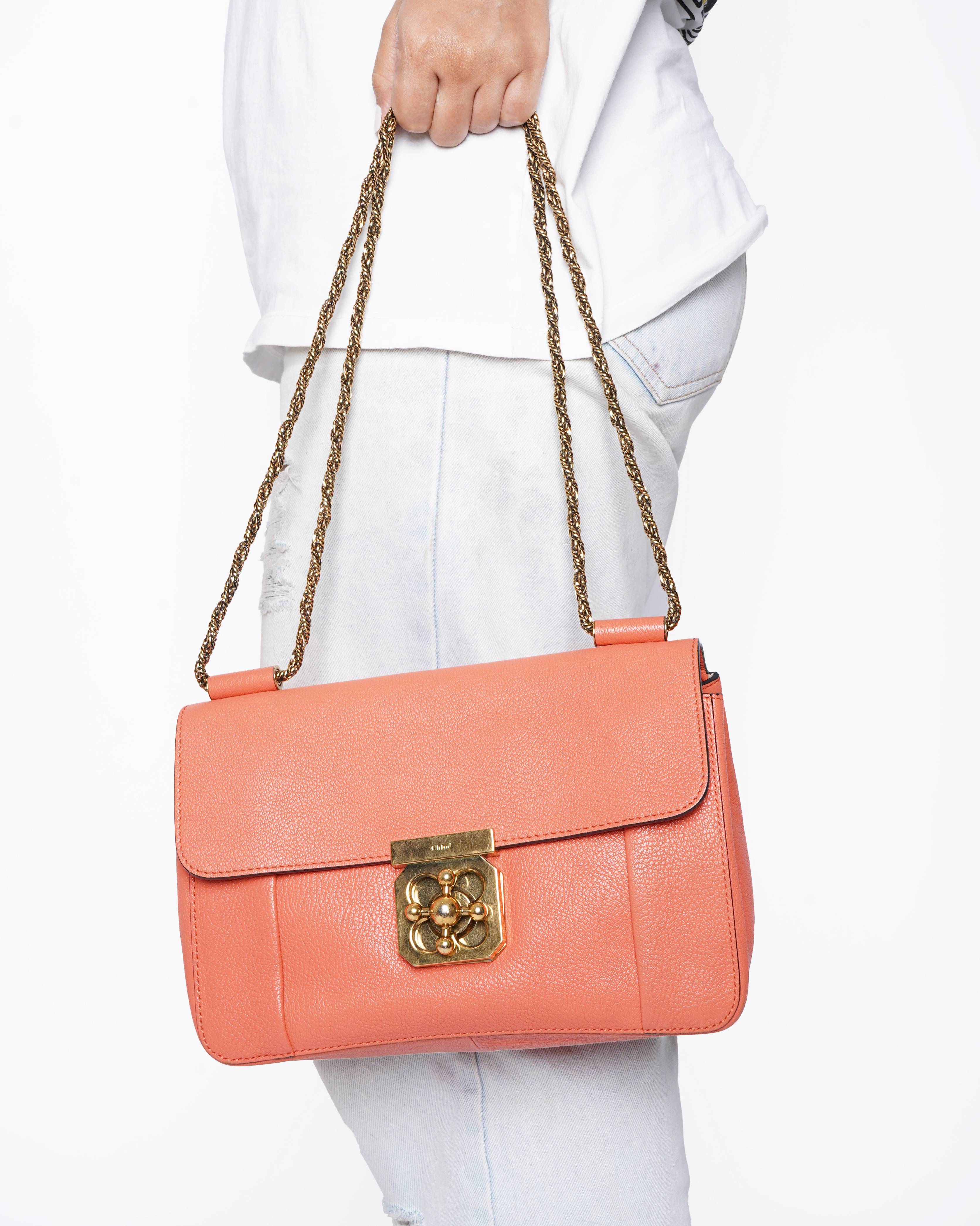 Chloé coral orange medium elsie shoulder bag