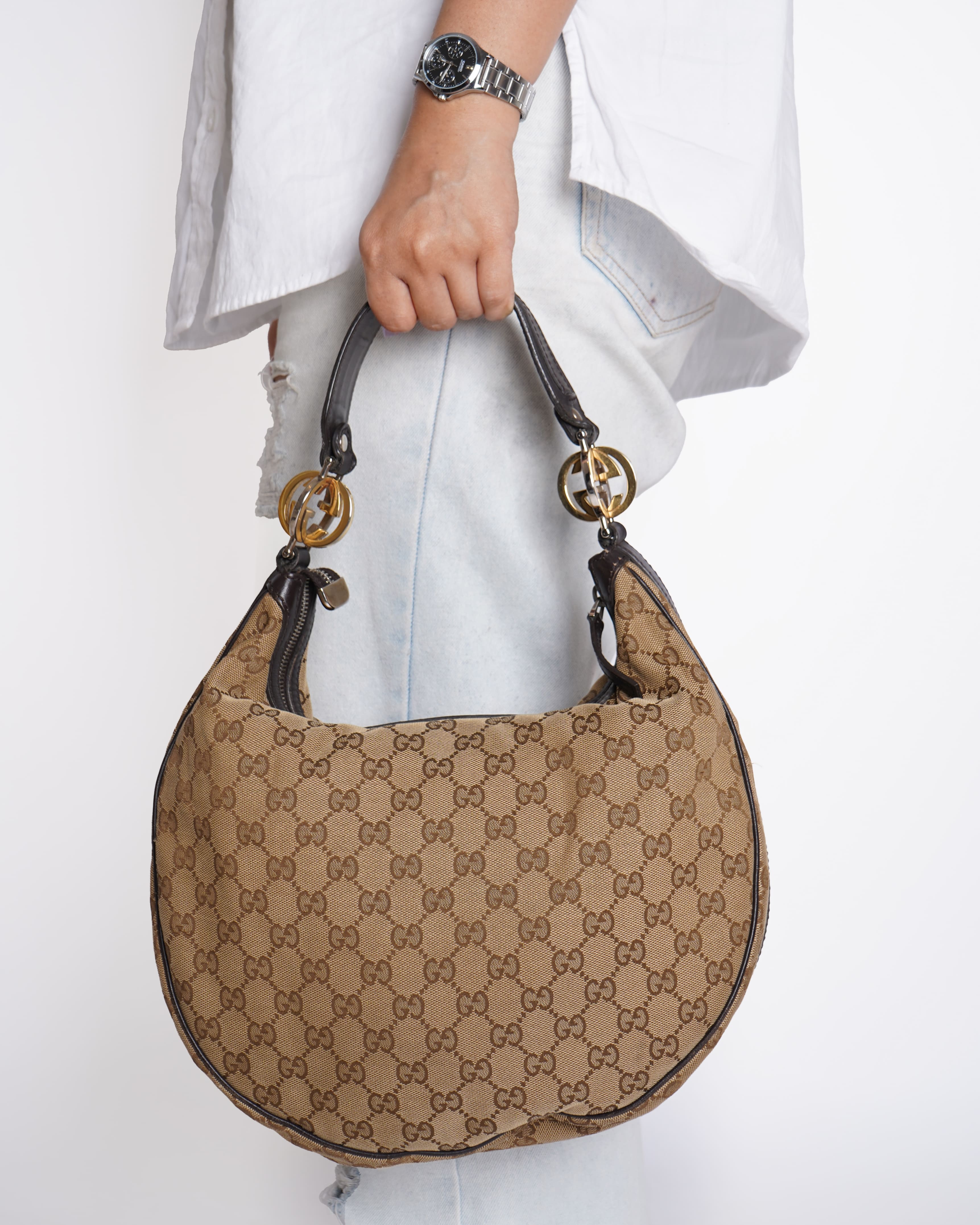 Gucci gg twin canvas hobo bag