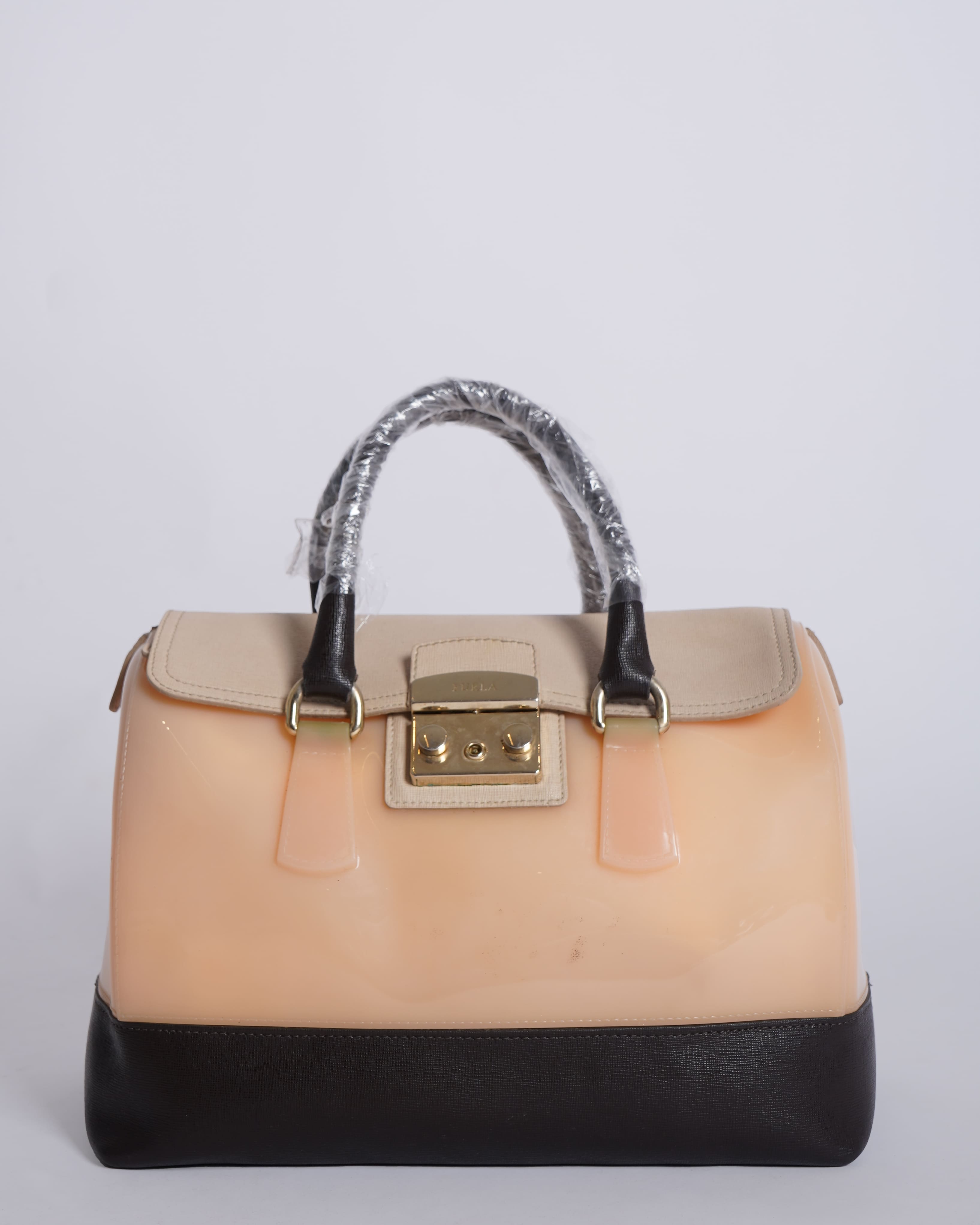 Furla Rubber and Leather Candy Flap Satchel
