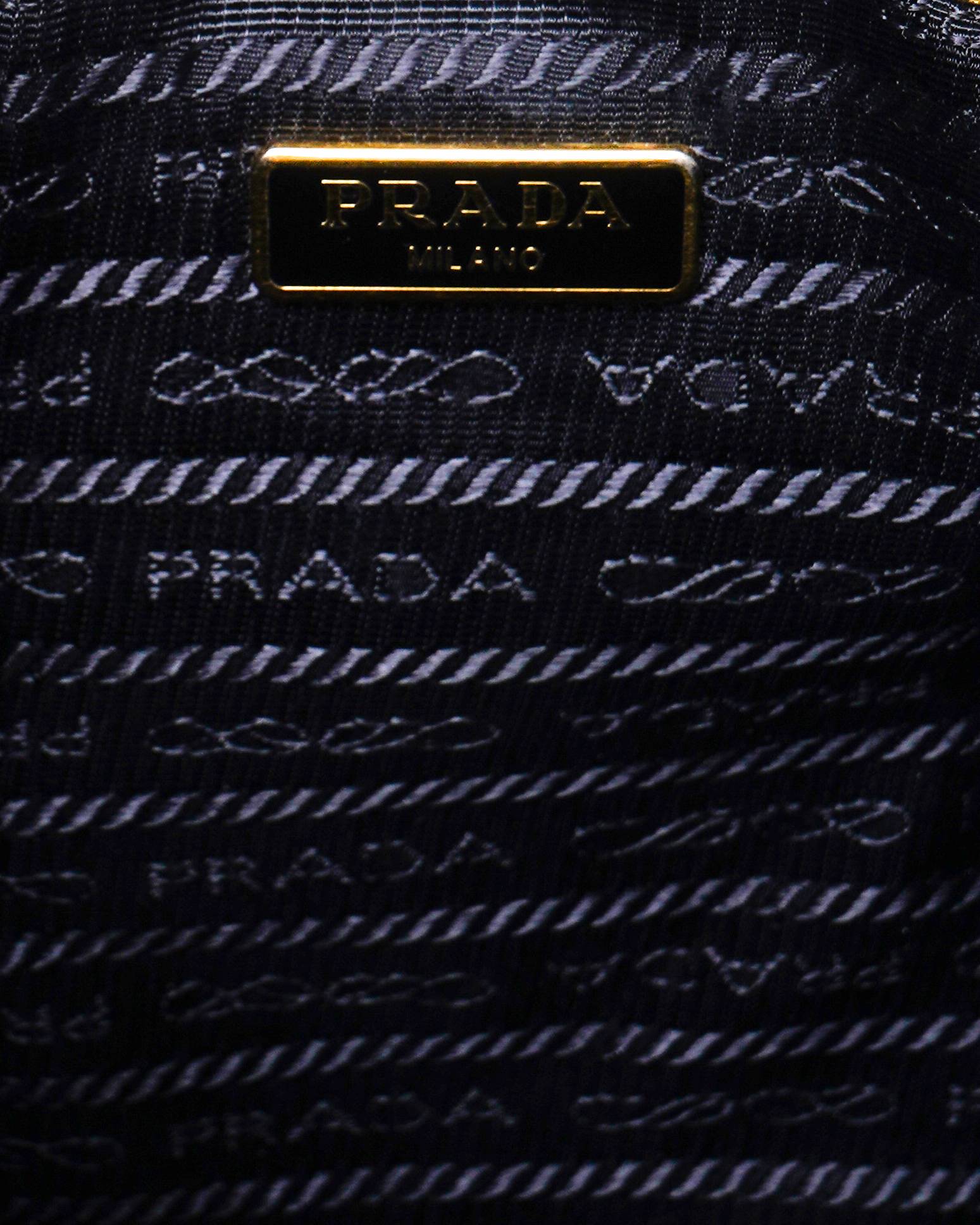 Prada black logo jacquard canvas and leather trim bucket bag