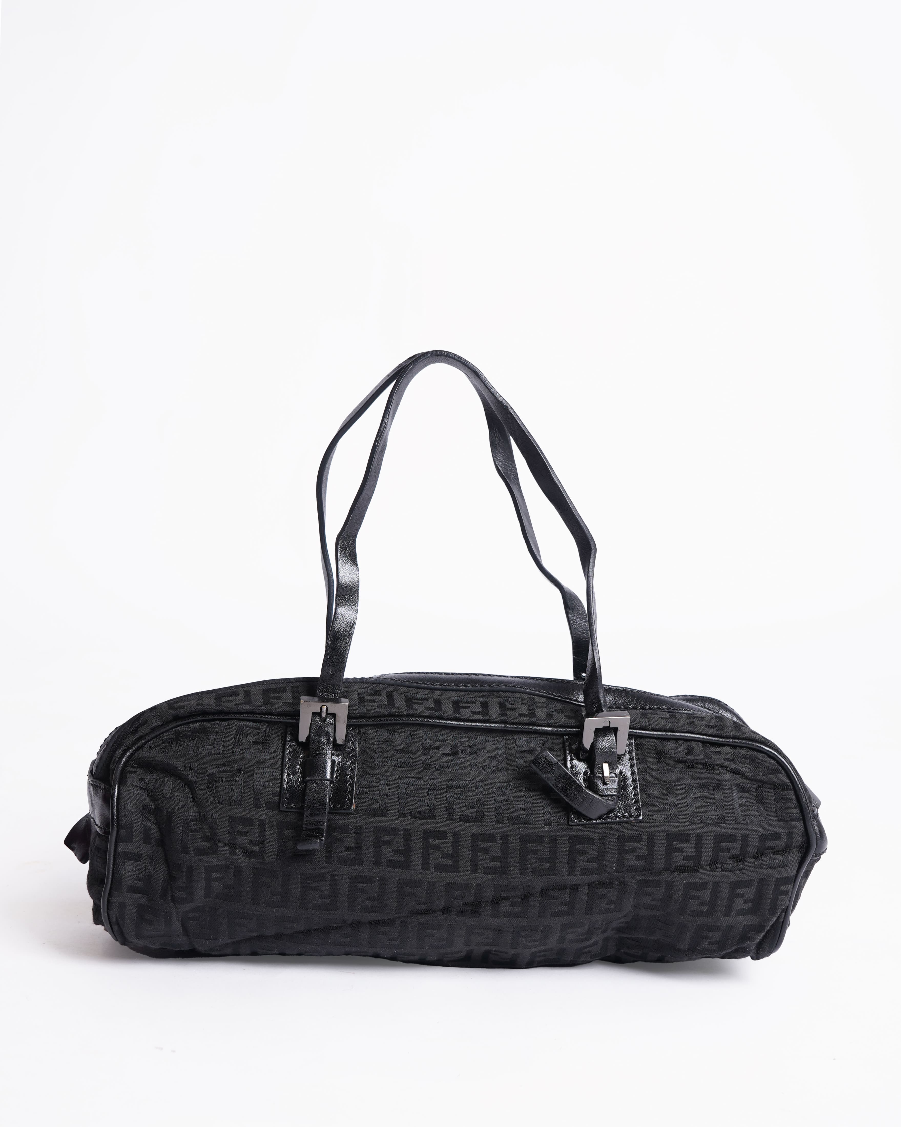 Fendi Monogram Canvas Barrel Shoulder Bag