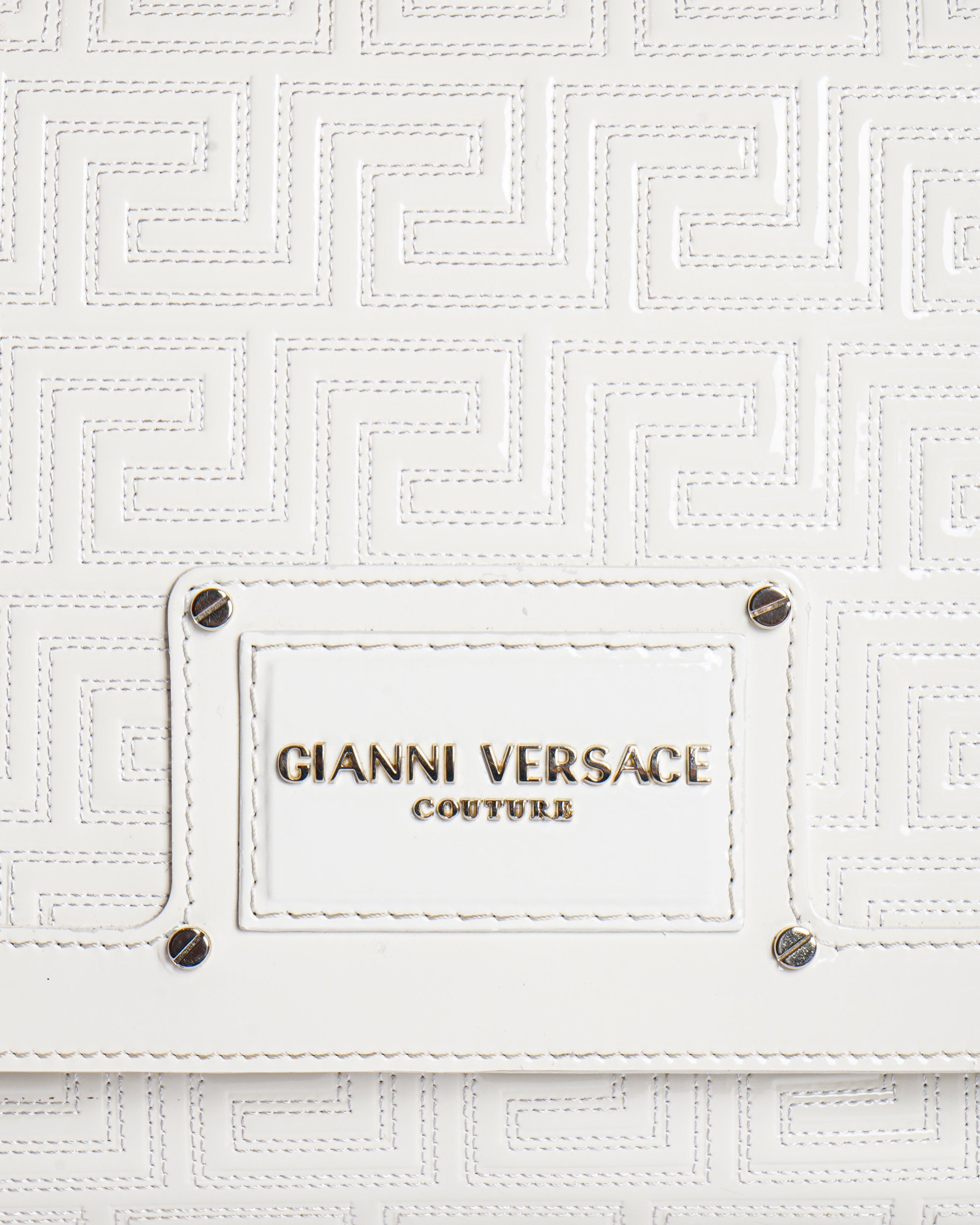 Gianni Versace patent leather snap out satchel bag