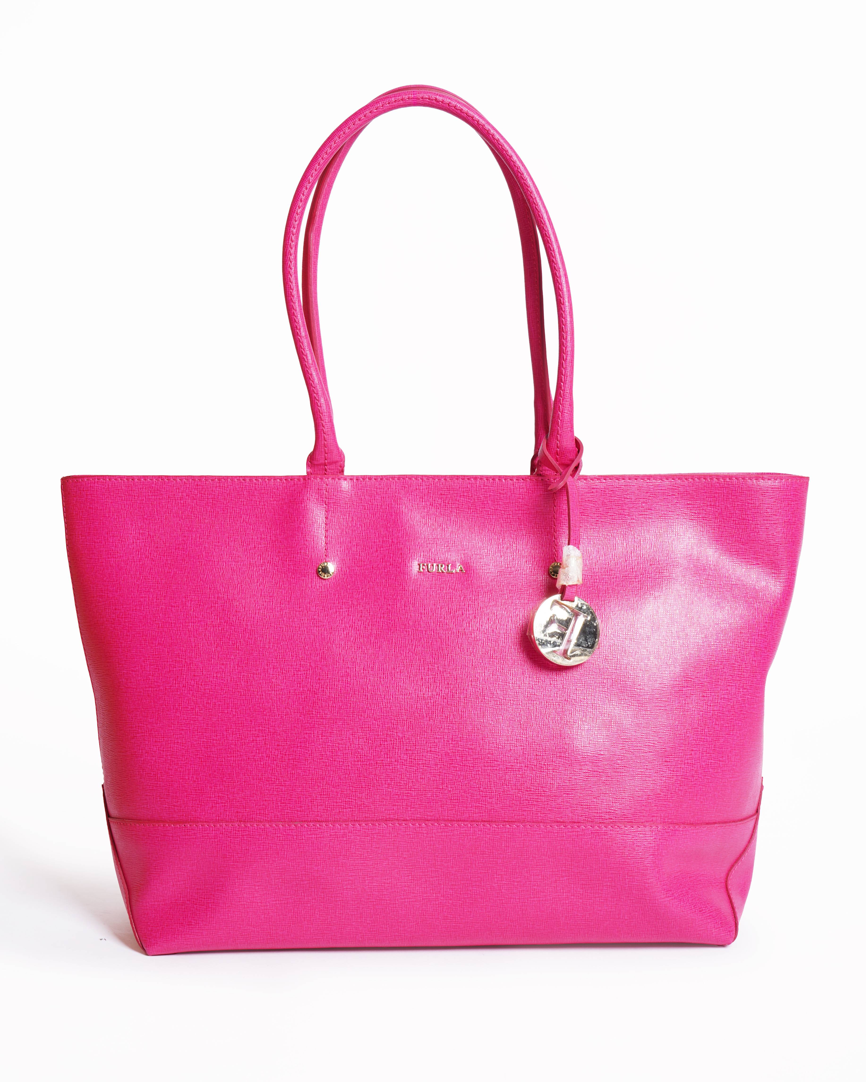 New Furla Fuchsia Pink leather tote bag
