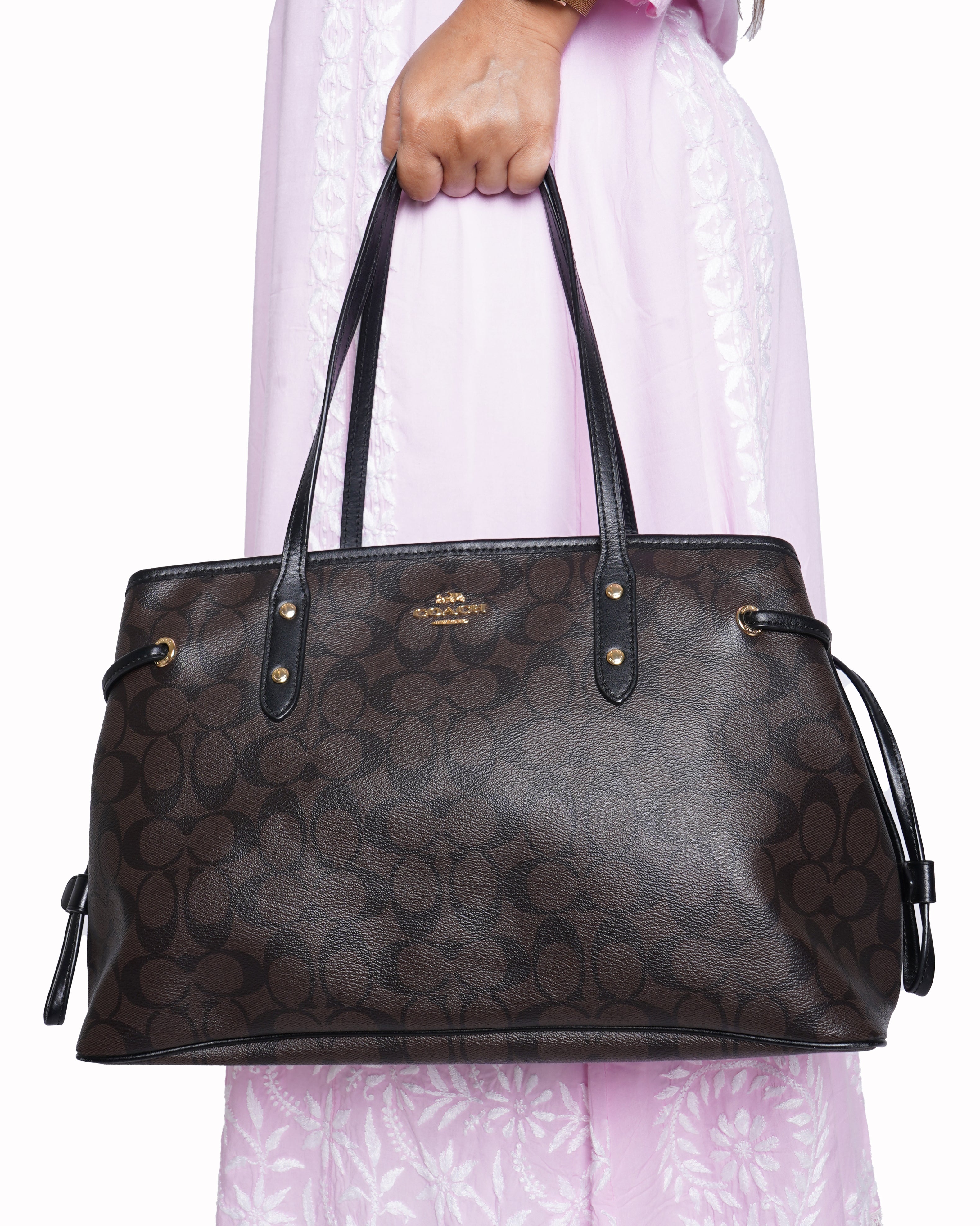 Coach brown monogram tote bag