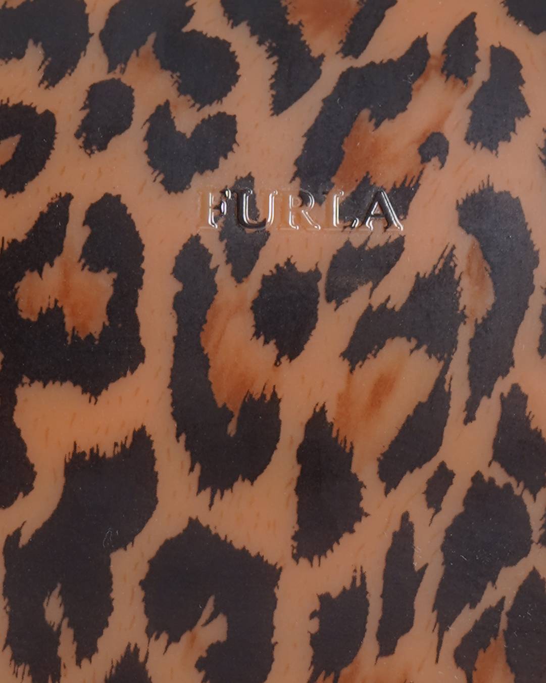 Furla Brown Leopard Print Rubber and Croc Embossed Leather Medium Candy Satchel