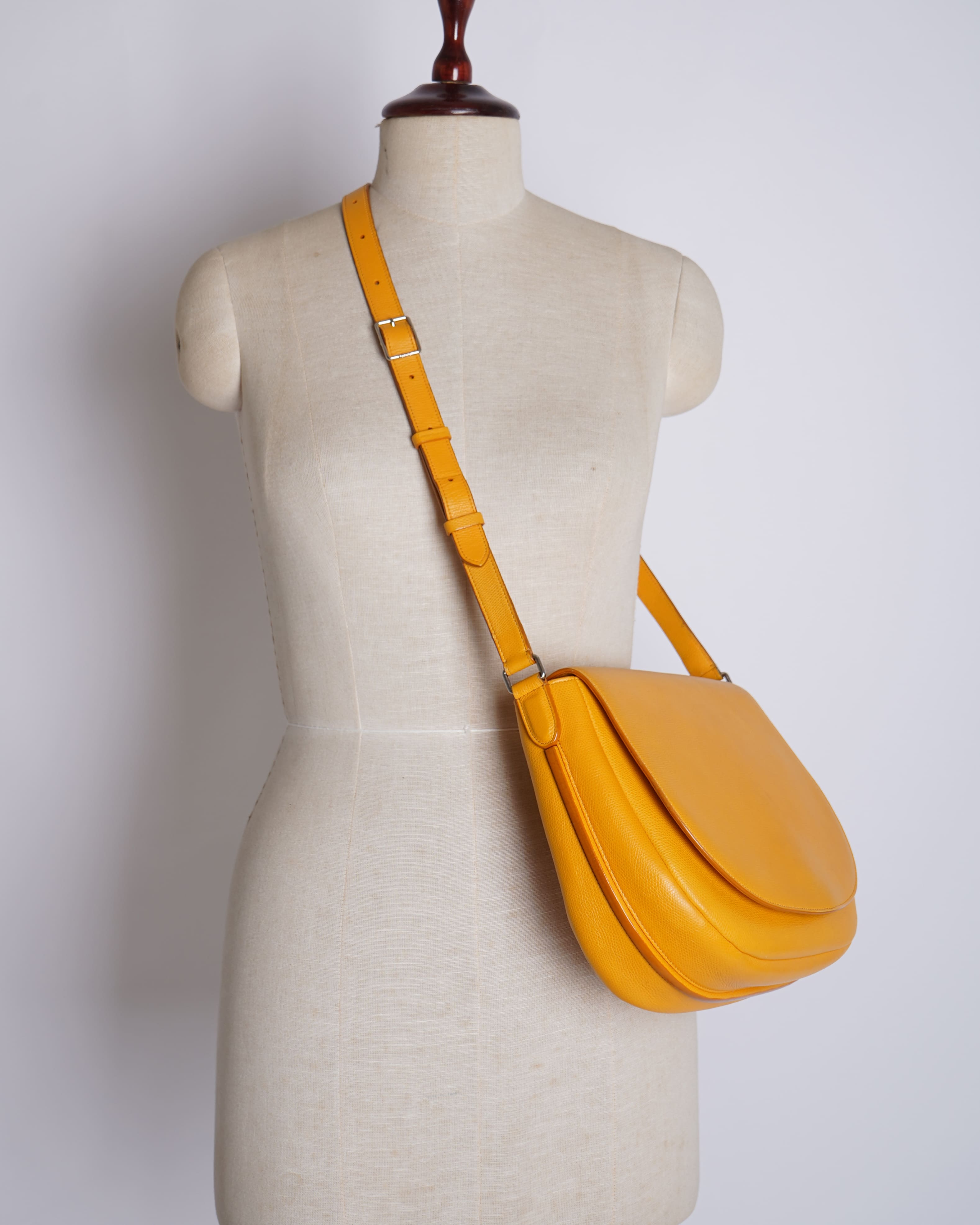 celine Yellow Grained Calfskin Trotteur Messenger Bag