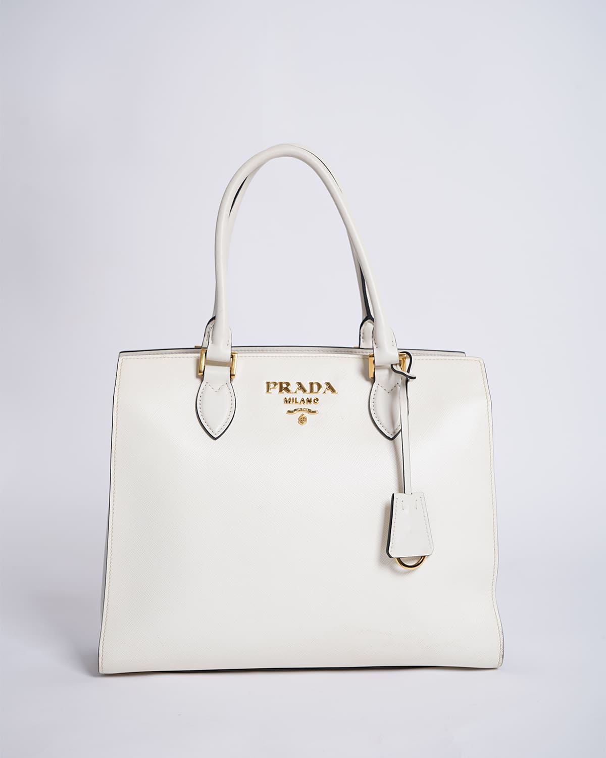 Prada White Saffiano & Soft City Leather Bag