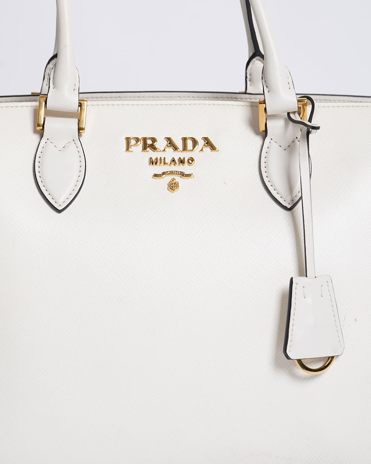Prada White Saffiano & Soft City Leather Bag
