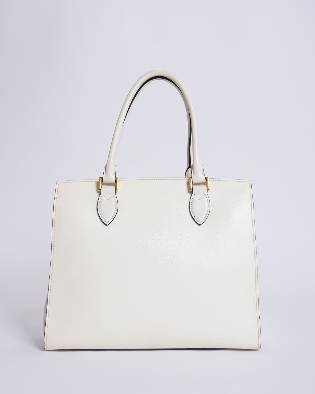 Prada White Saffiano & Soft City Leather Bag