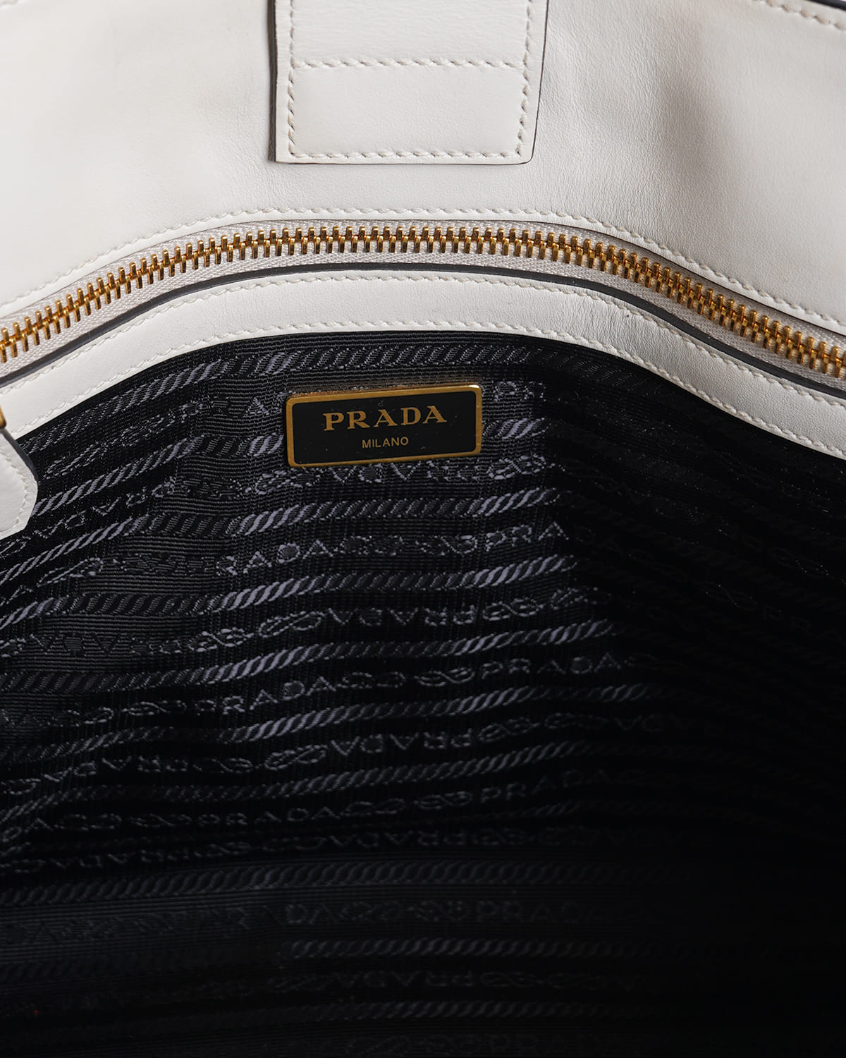 Prada White Saffiano & Soft City Leather Bag